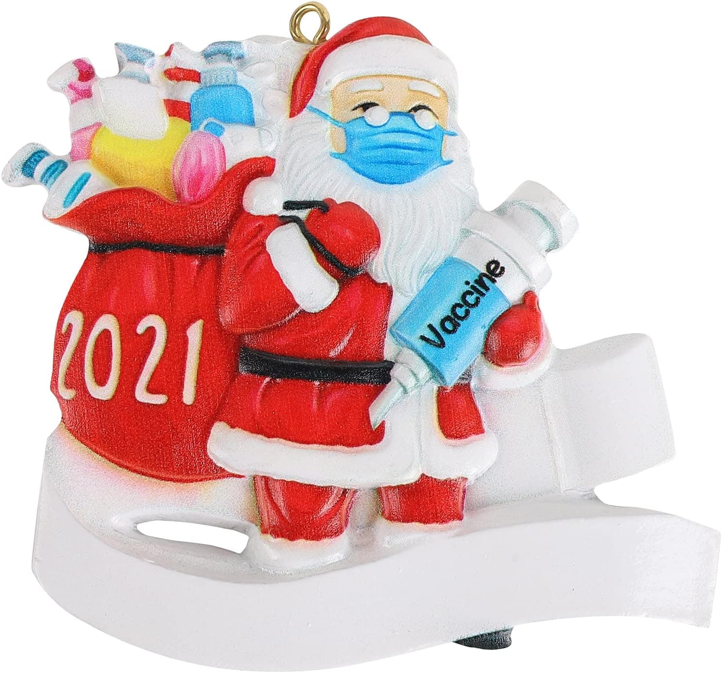 Santa Claus Ornaments, Santa Claus with Wearing Face Mask，Christmas Tree Home Decor Pendant for Family (1pc Santa Claus)