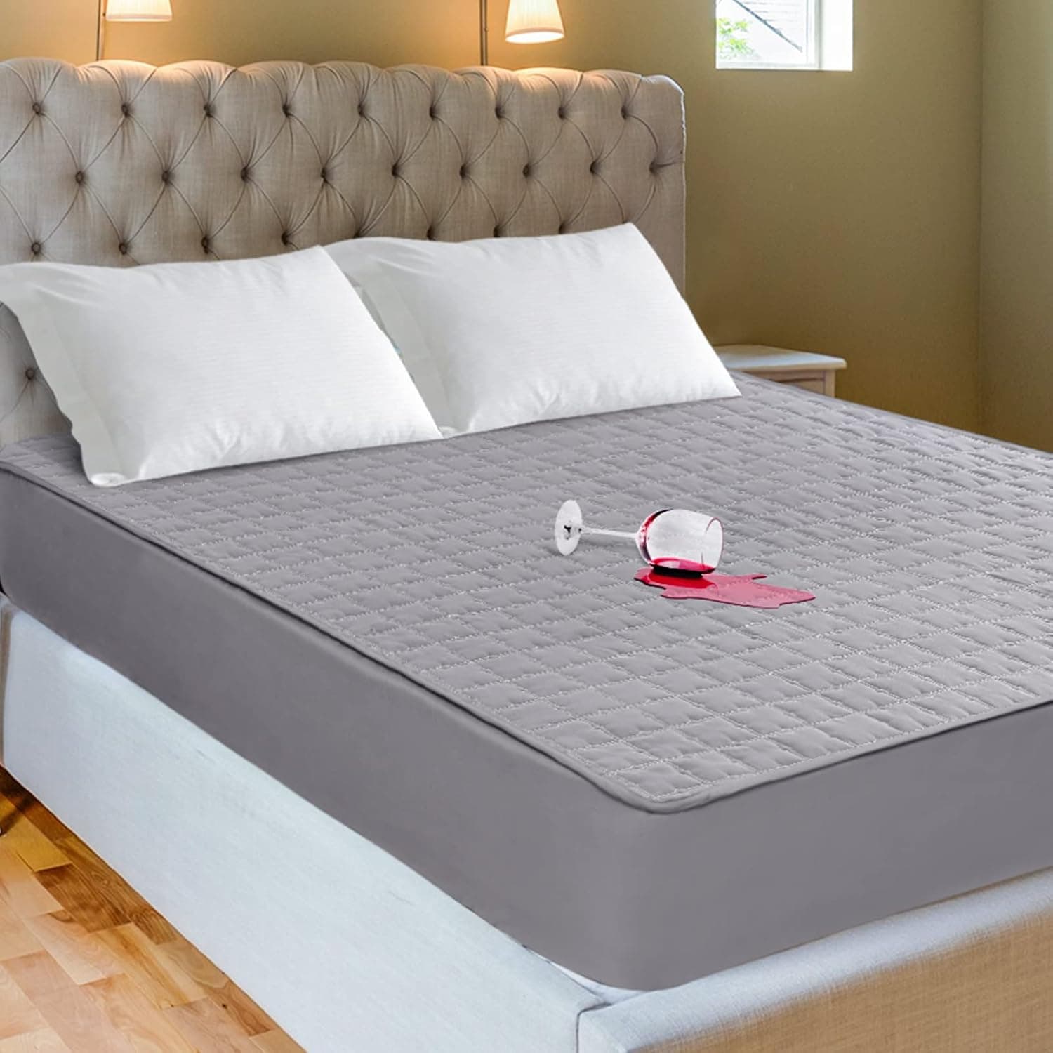 COMSLE Waterproof Mattress Protector Queen Size Breathable Soft Quilted Mattress Cover Hollow Microfiber Premium Mattress Pad Cover Stretches up to 10" Deep