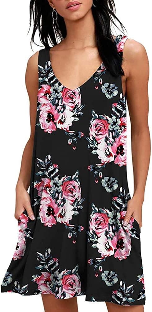 CoCo BLVD Women Summer Casual Slip Relaxed Strappy Sleeveless Beach Short Mini Dress