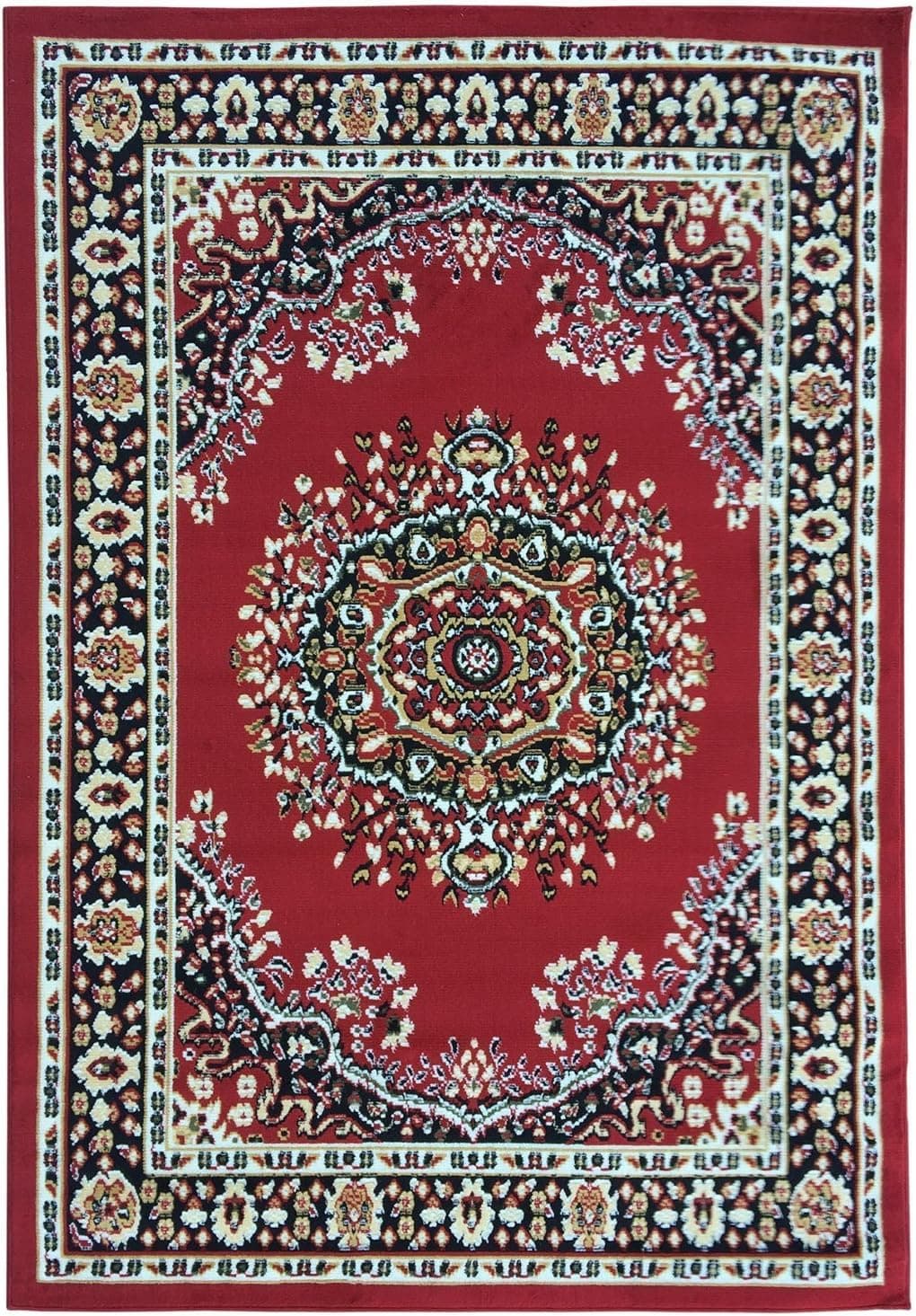 Paterson Collection Color Dark Red Traditional Oriental Medallion Design Area Rug (8'2"X9'10") Persian Style Living Room Rug By Ottomanson