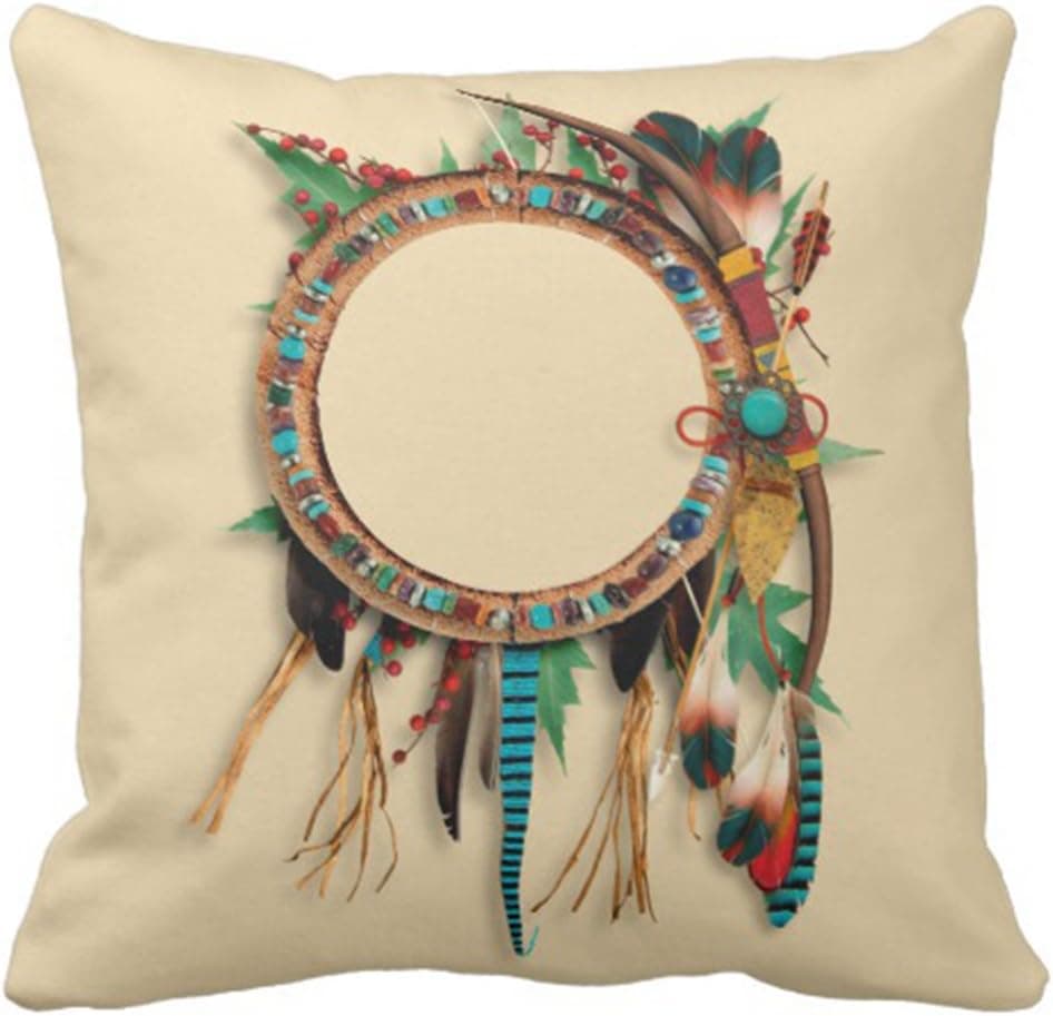 Emvency Throw Pillow Cover Brown Western Southwest Native Turquoise Bow Arrow Decorative Pillow Case Home Decor Square 20 x 20 Inch Pillowcase