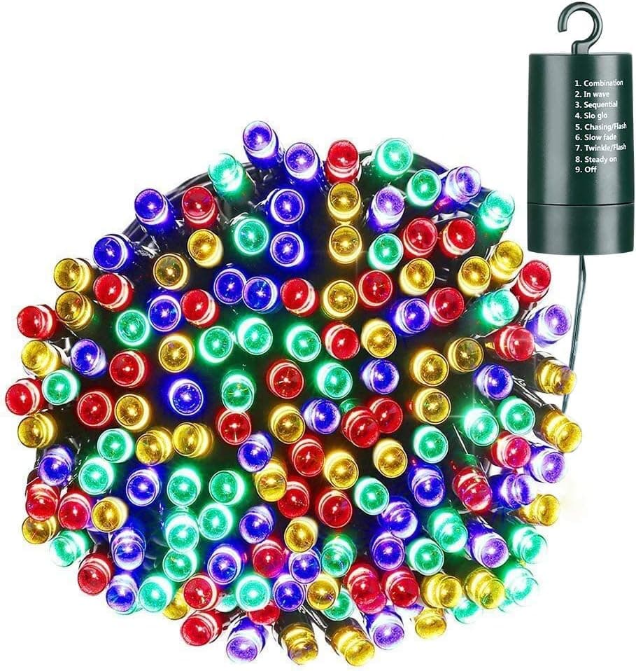 Joomer Battery Chrismas Lights, 66ft 200LED Fairy Lights Battery Operated Timer 8 Modes Waterproof for Outdoor Home Garden Party Holiday Christmas Trees Decoration (Multicolor)
