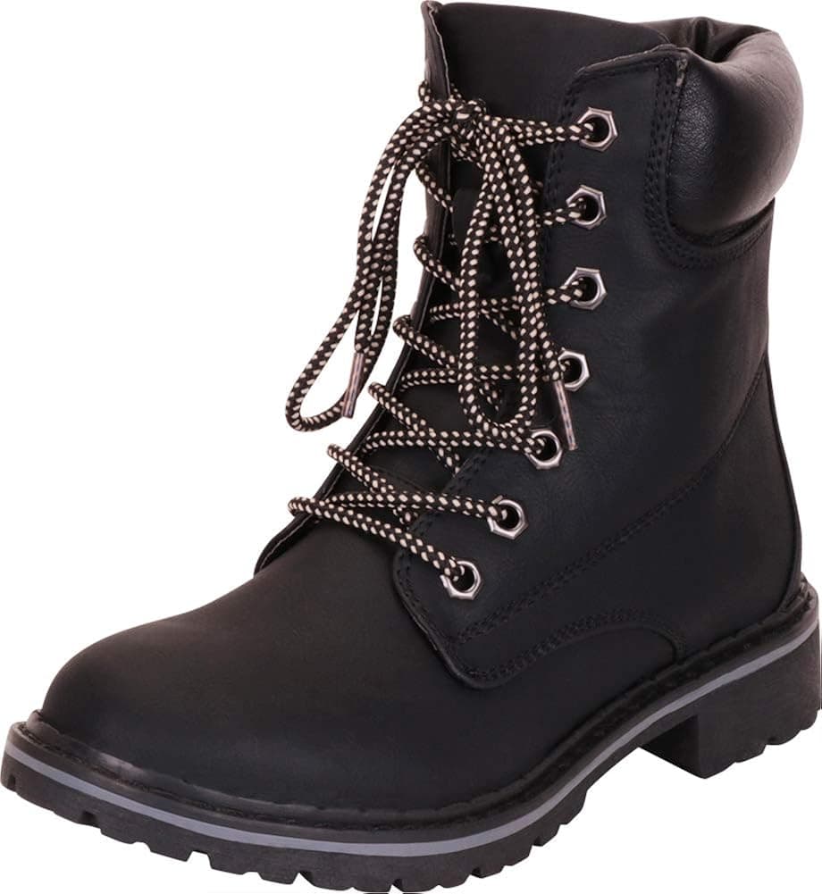 Cambridge Select Women's Work Combat Military Lace-Up Lug Sole Boot,10 M US,Black/Black Sole
