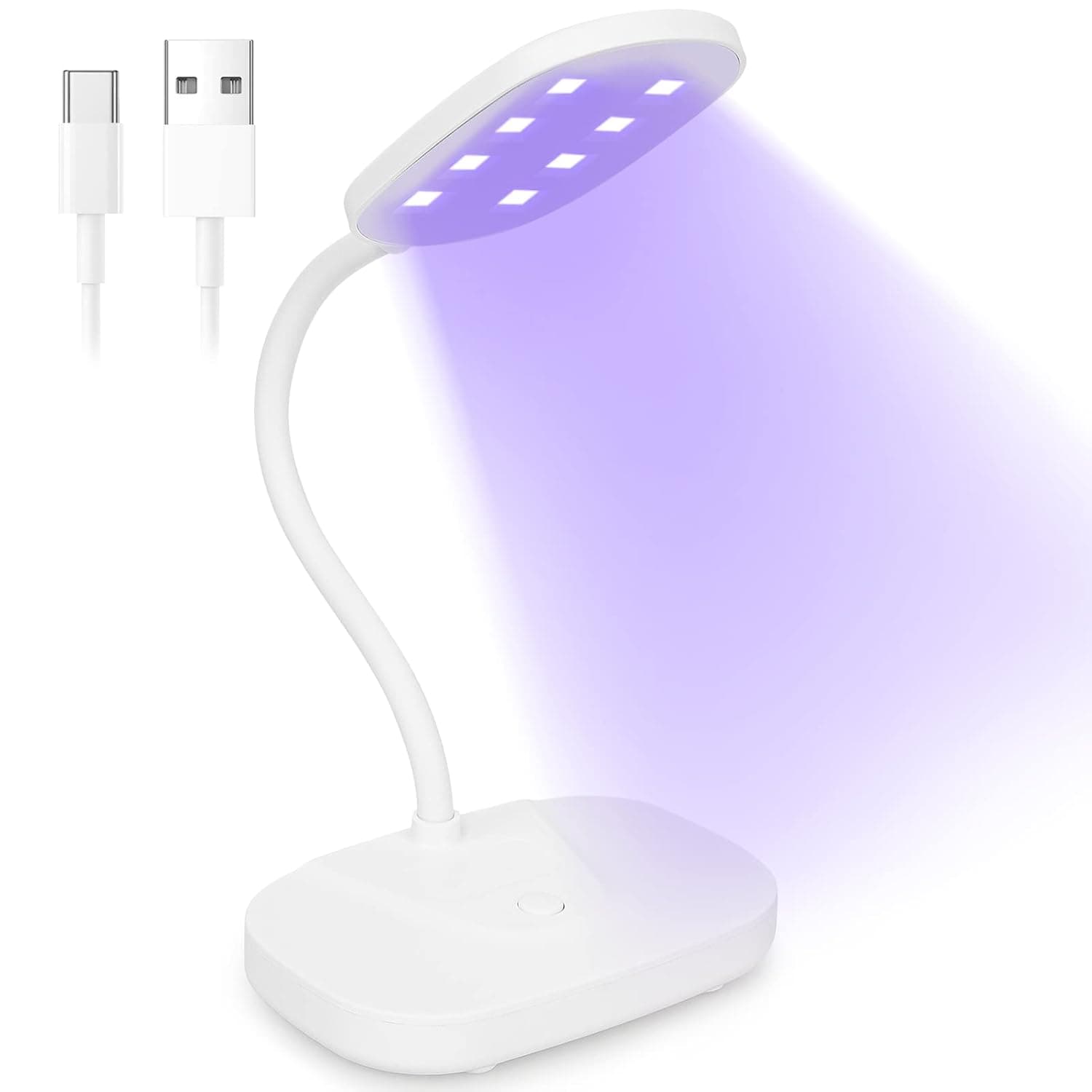 AORAEM LED Light Nail Lamp 12W Portable Gooseneck Lamp Gel Light Nail Dryer Gel Polish Light Professional Nail Light for Gel Nail (BB-White)