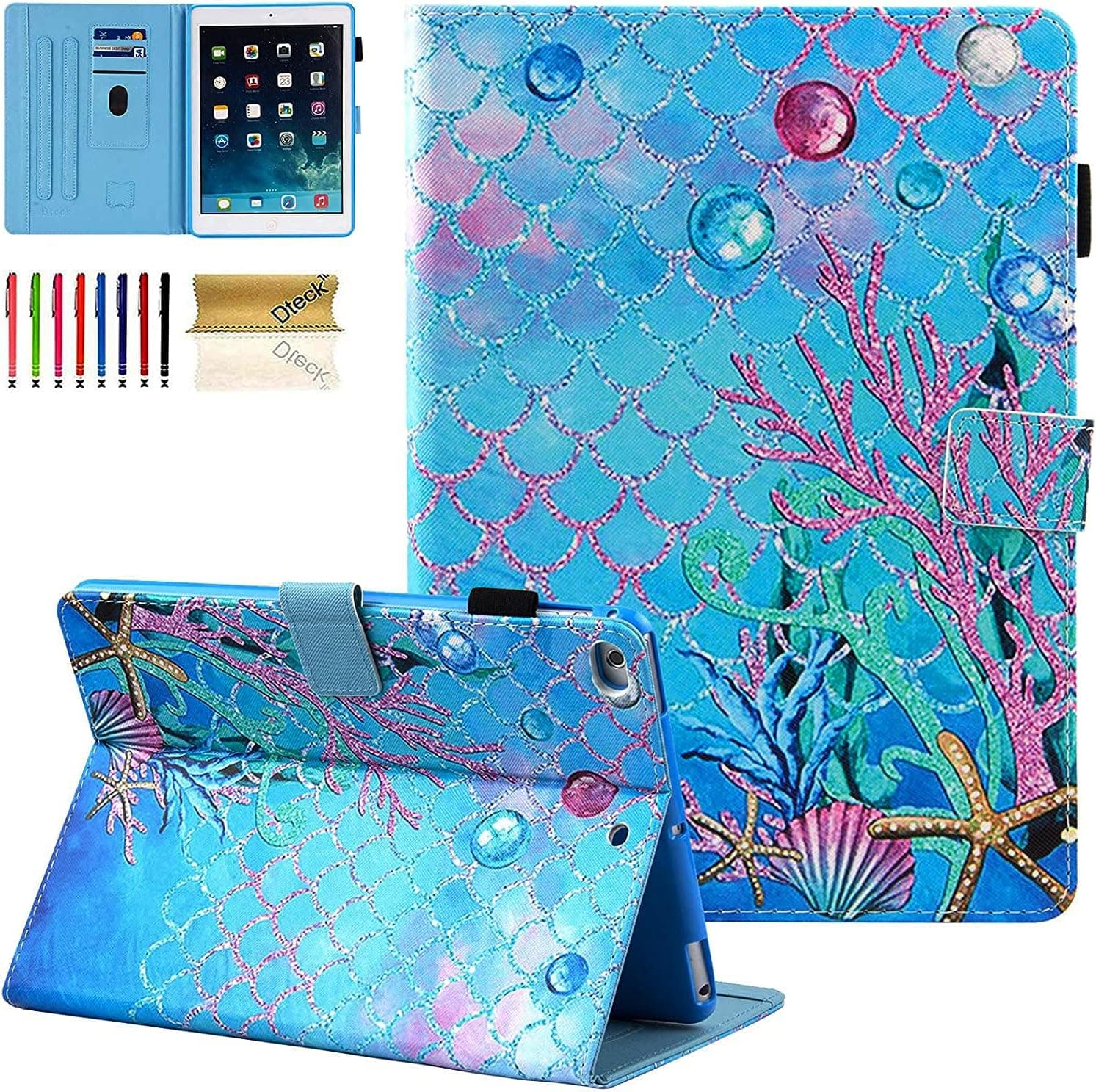 Dteck iPad Mini Case 7.9" - PU Leather Protective Folio Case with [Auto Sleep Wake] Shockproof Fold Stand Cute Wallet Cover for iPad Mini 7.9-Inch 5th/4th/3rd/2nd/1st Generation Tablets (Sea World)