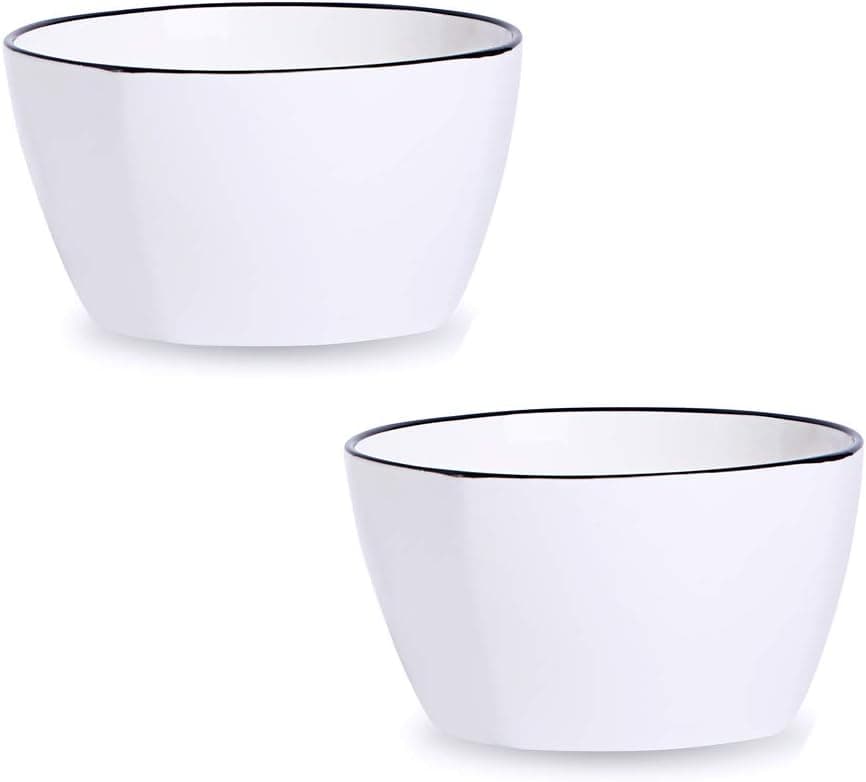 AWHOME Porcelain Bowls-14 Ounce for Small Side Dishes Ice Cream Dessert Set of 2, White （Square）