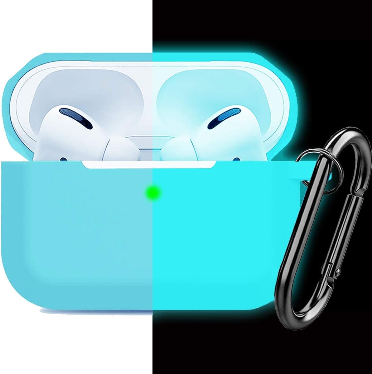 Compatible with AirPods Pro Case Cover Silicone Protective Case Skin for Airpods Pro 2019 (Front LED Visible) Nightglow Blue
