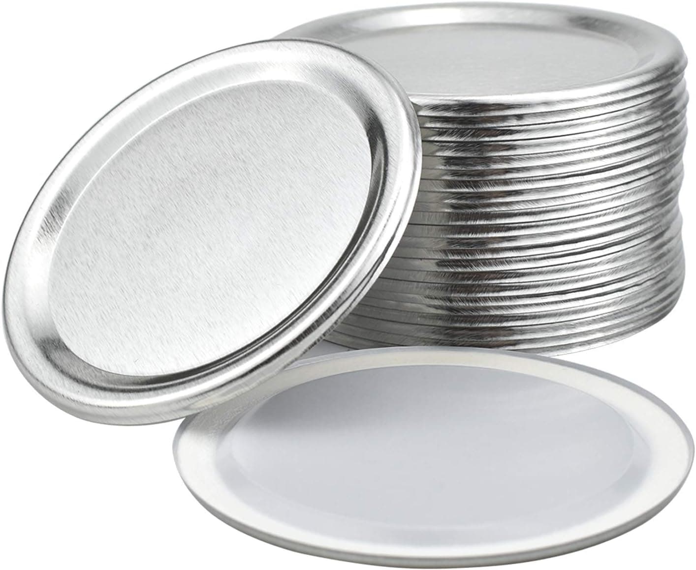 ZUQIN 24 PCS Reusable Canning Lids Regular Mouth Bulk, Used For Food Preparation，Silver Leak Proof Mason Jar Lids (Regular, Lids)