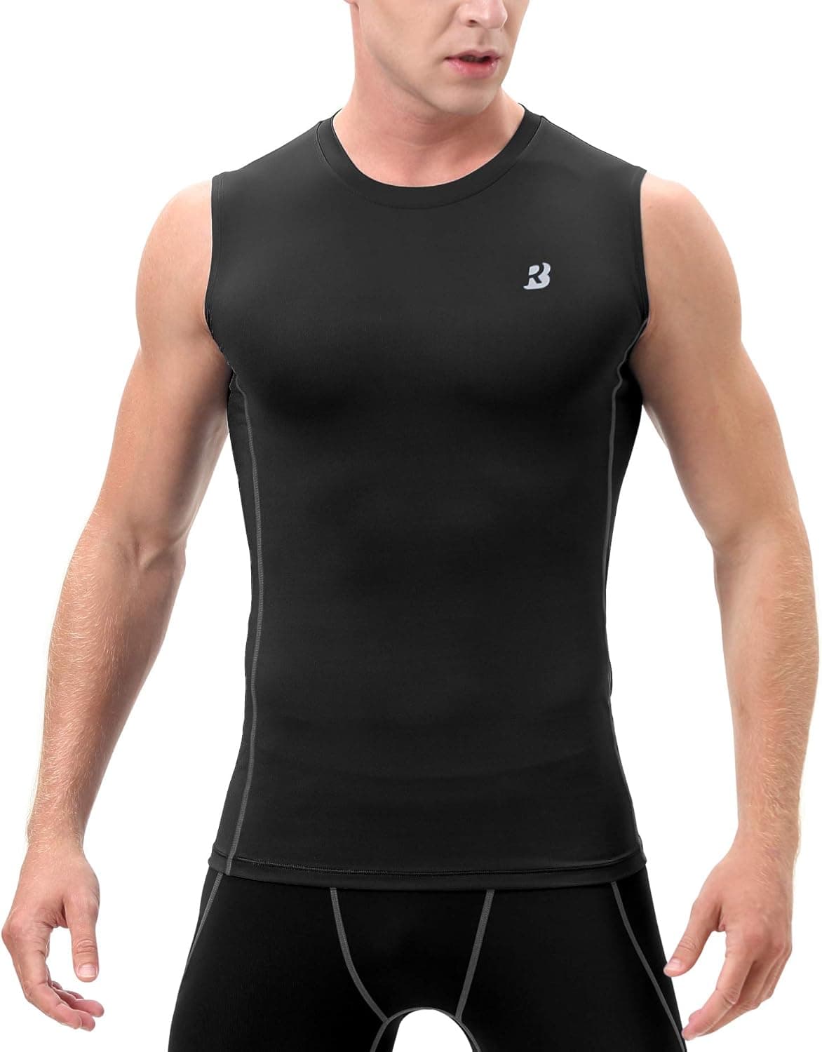 Roadbox Men's Athletic Compression Shirt Under Base Layer Sport Muscle Sleeveless Tank Top