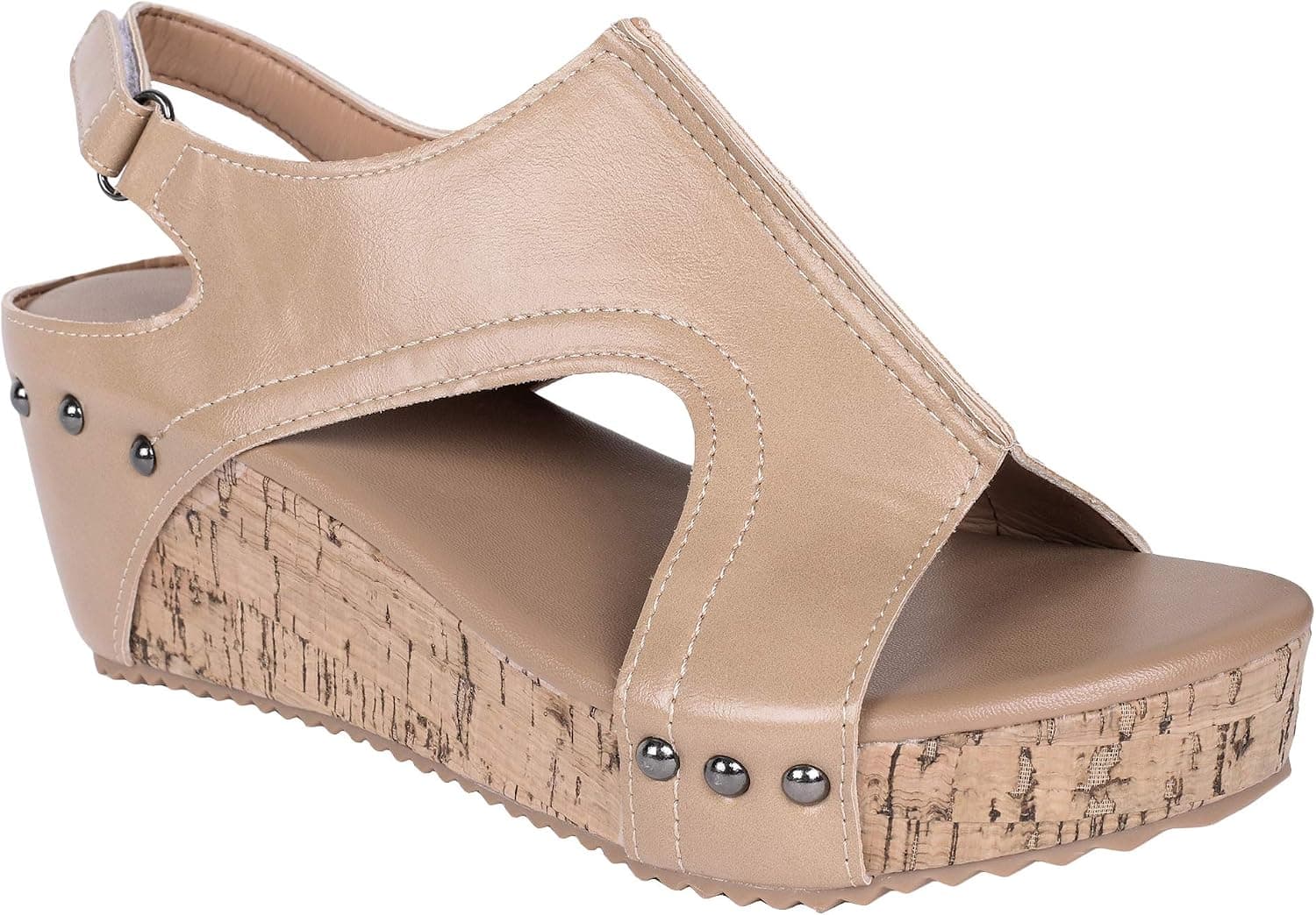 Womens Cutout Open Toe Platform Wedges Slingback Ankle Strap Cork Heeled Sandals
