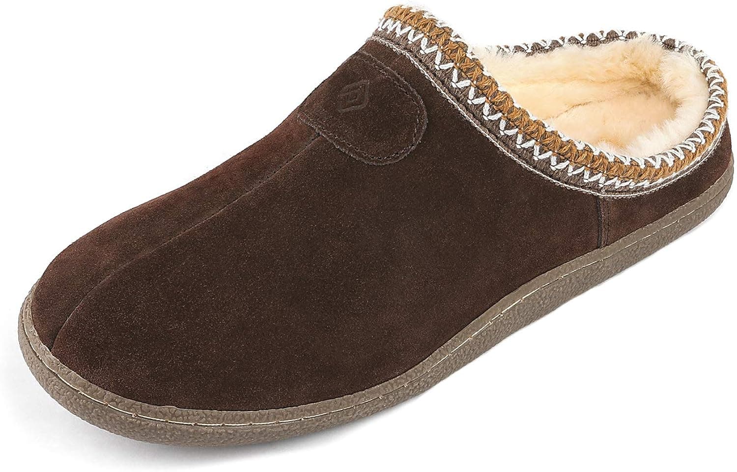DREAM PAIRS Mens Scuff Slip on Fuzzy faux Wool Lining Warm Indoor Outdoor House Slippers