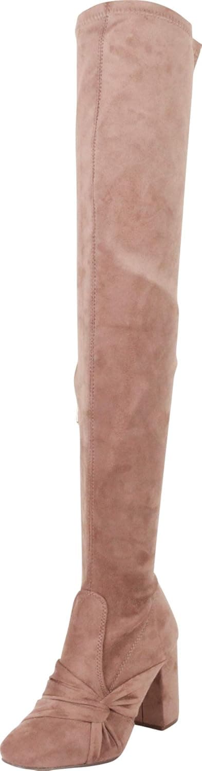 Cambridge Select Women's Thigh-High Knot Twist Chunky Block Heel Over The Knee Boot,9 M US,Taupe IMSU