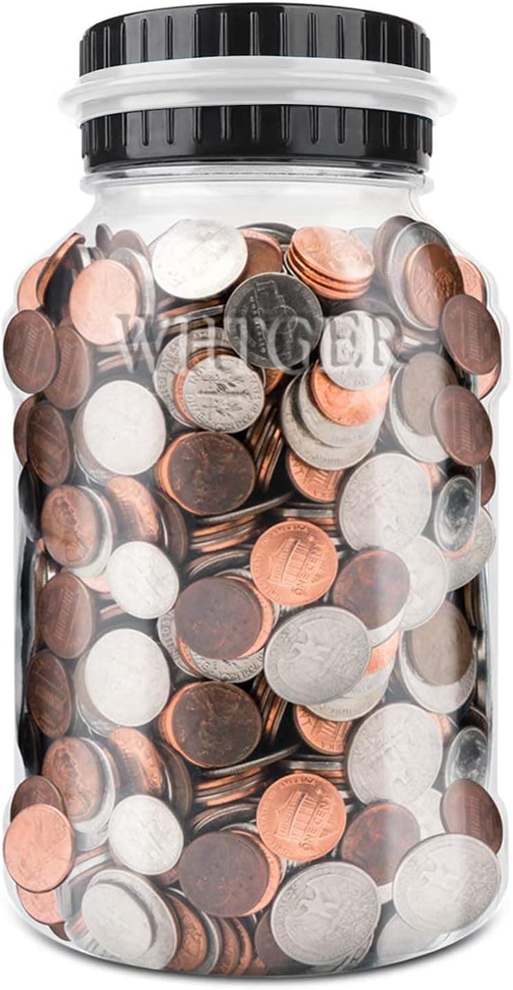 Digital Counting Coin Bank, 1.8L Piggy Bank Coin Counter with LCD Screen, Digital Coin Bank Money Jar for Children Adults  (Silver)