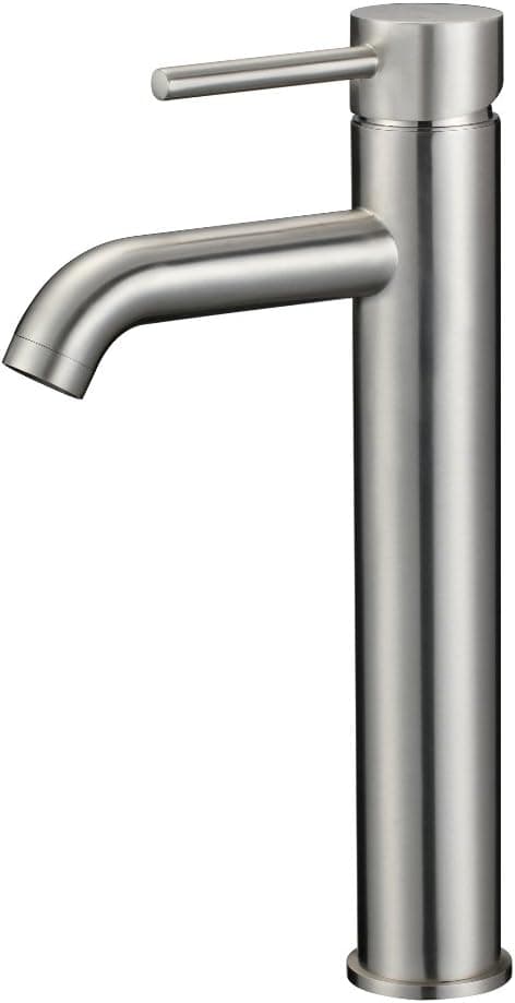 KDK Bathroom Basin Faucet Vessel Bowl Sink Faucet Tall Body Single Handle One Hole Deck Mount Lavatory Solid Brass Brushed Nickel KDK-F-07