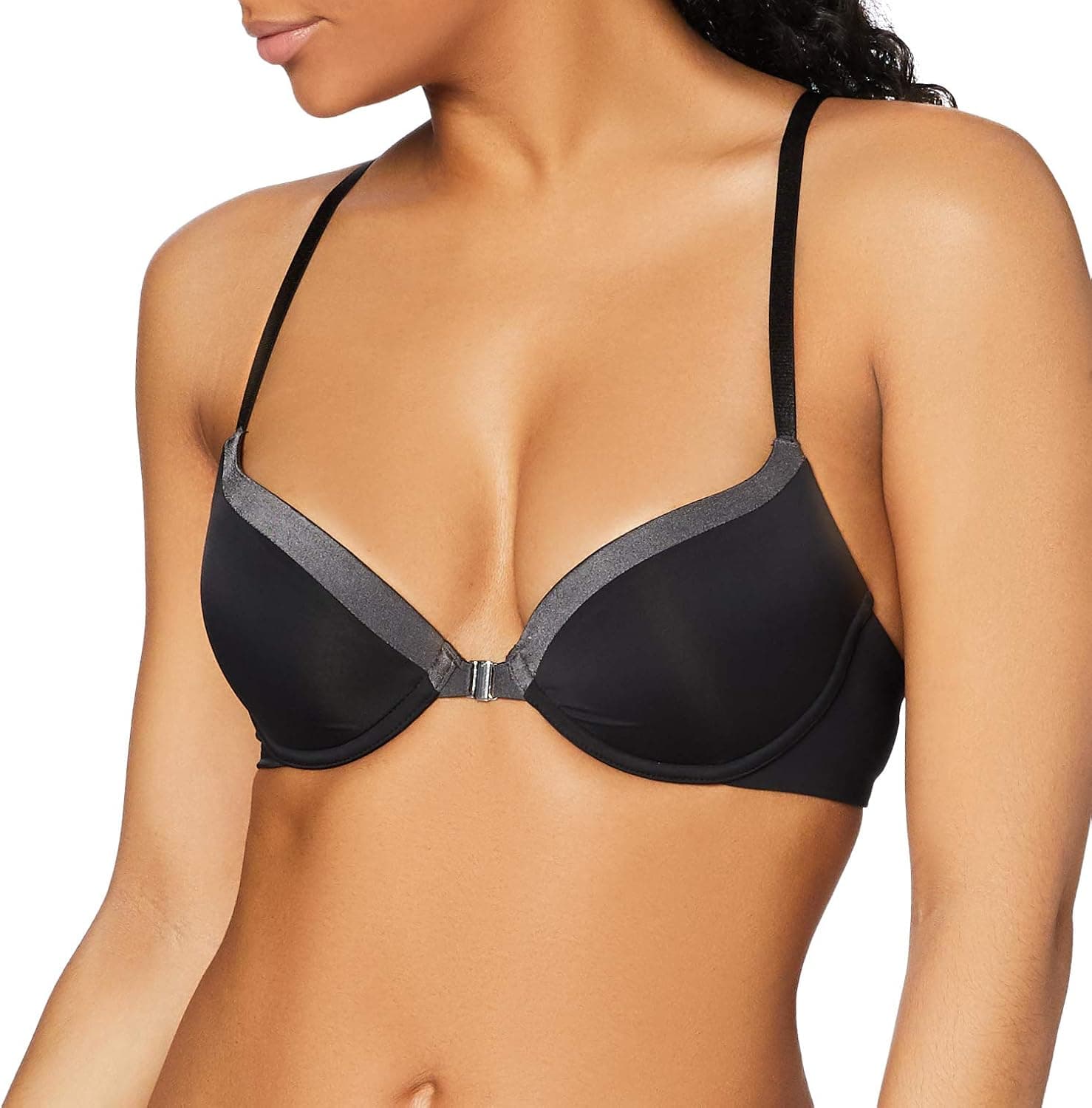 Iris & Lilly Women's Microfiber Front Closure Plunge Bra