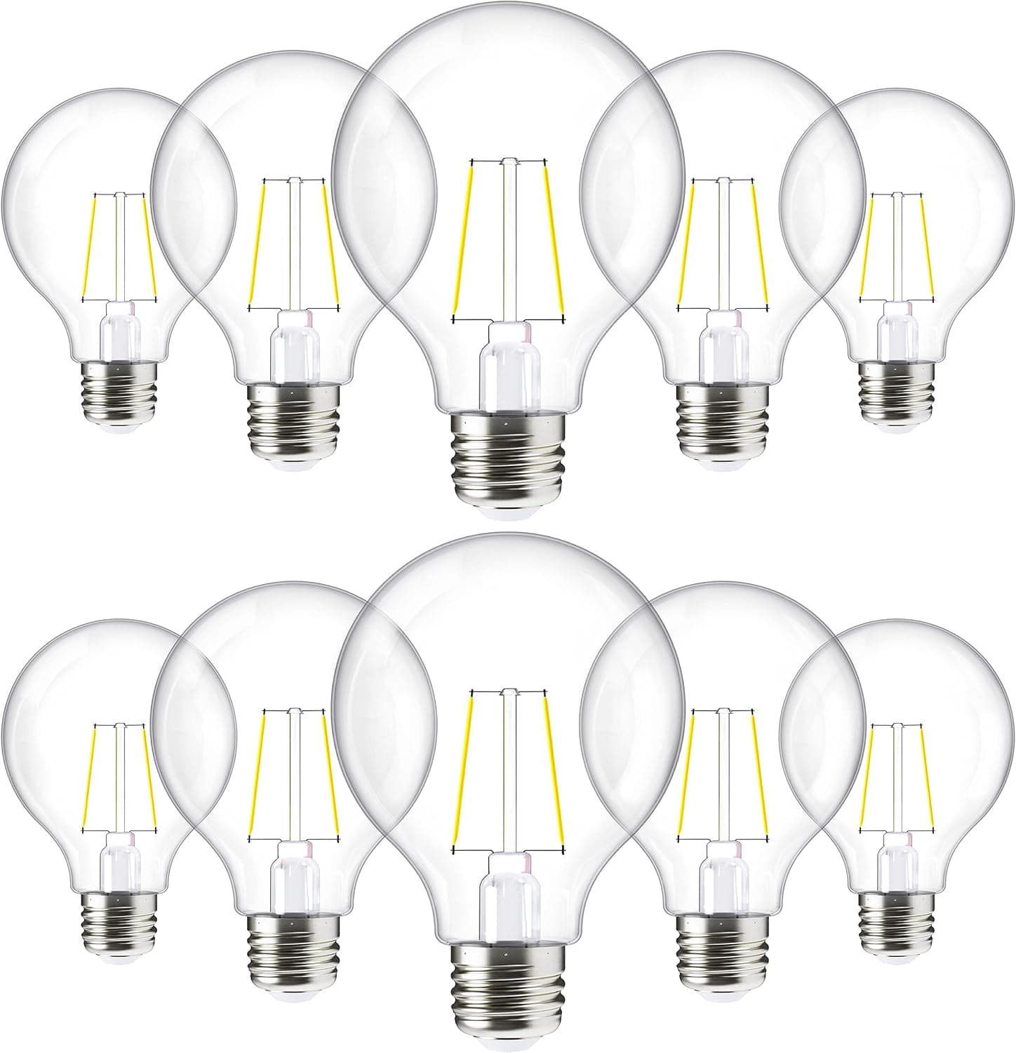 Sunco 10 Pack G25 LED Clear Globe Light Bulbs LED 40W=3.5W, Dusk to Dawn Edison Filament Bulbs for Outdoor String Lights, 4000K Cool White, 350 LM, E26 Medium Base, Photocell, Vintage, UL