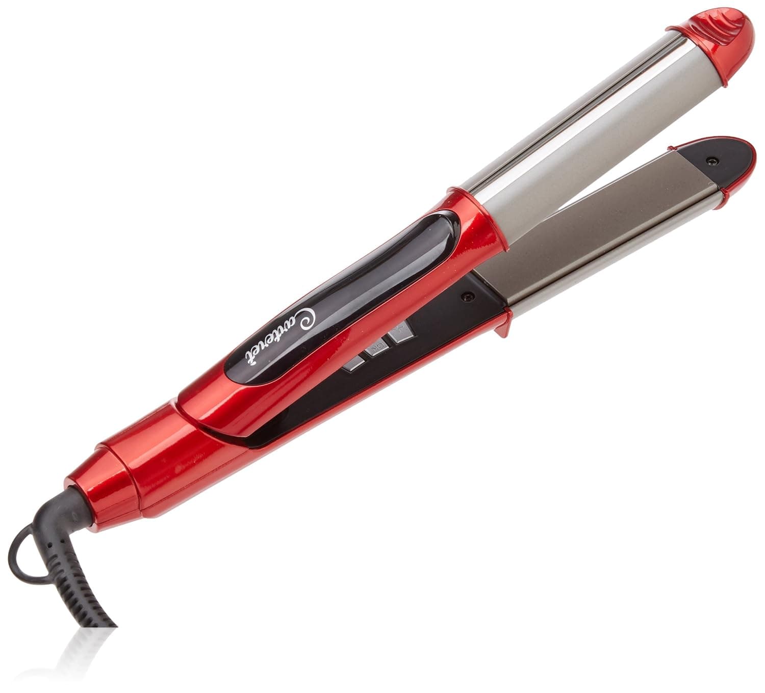 Carteret Hair Collection DuoPro Ceramic Tourmaline Curling & 1" Flat Iron Hair Styling Tool, Red