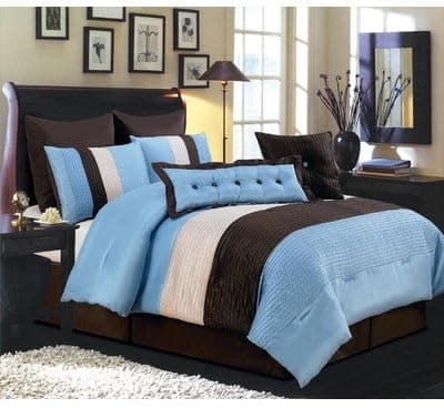 LaCozee Classic 8 Piece Oversized Comforter Set Size: Oversized Queen, Color: Blue