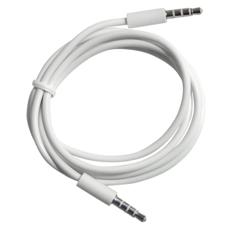 YCS Basics White 3 Foot 3.5mm Male to Male 4 Conductor Aux/Headphone Cable