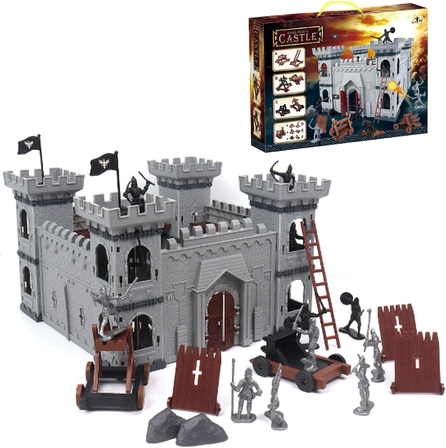 Castle Toy ,Toy Soldiers,Knight Action Figures,Knight Toys for Boys，Army Men Action Figures Simulation Siege Warfare, Castle Toy For Children'S Intellectual Development.