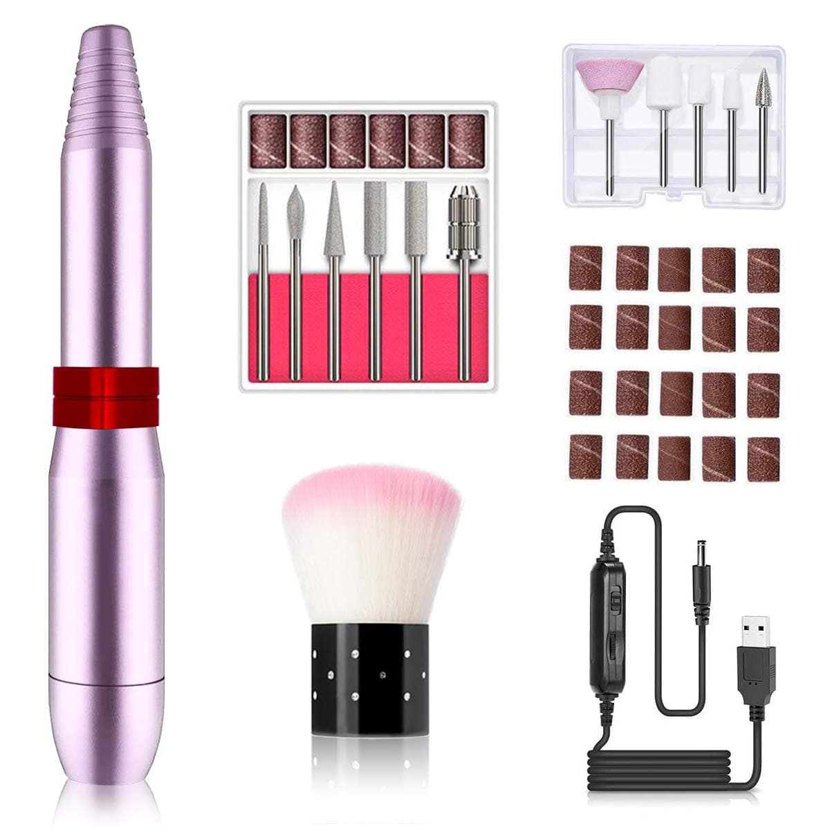 Electric Nail File Nail Drill,Portable Electric Professional Nail Drills for Acrylic Nails Kit for Home Salon Use