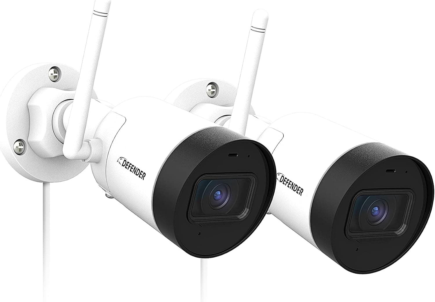 Defender Guard 2K HD Professional Semi Wireless Security IP Camera- Weather Resistant Surveillance Bullet Camera Motion Alert Night Vision Save & Share Footage Plug & Play Audio Recording (2 Pack)