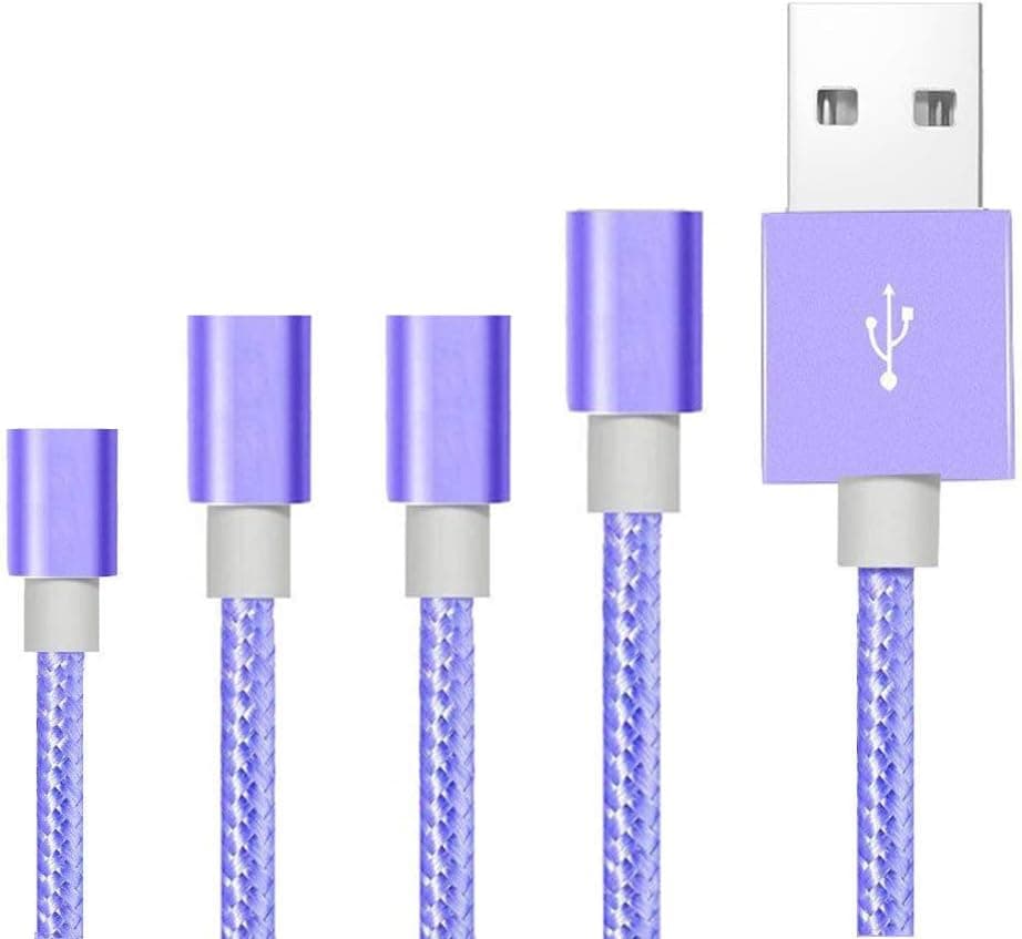 Kesown Phone Charger Cable 4Pack Nylon Braided Cord Compatible Phone XS X 8 8Plus 7Plus 7 6Plus 6s -Violet/Purple（3/6/6/10FT）