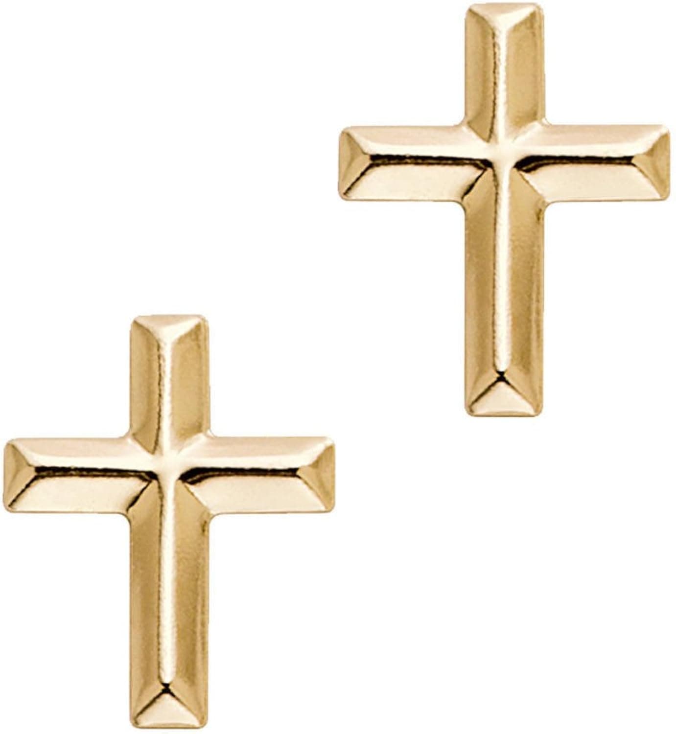Tailored Cross Stud Earrings in 14K Yellow Gold