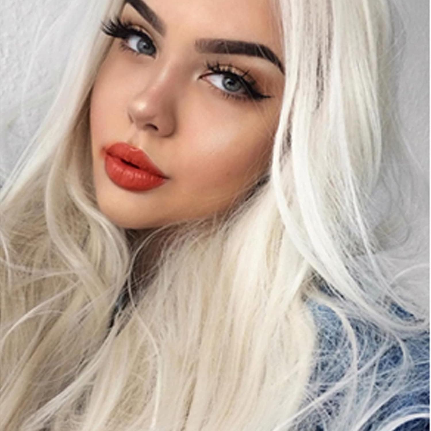 Platinum Blonde Wigs for Ladies Best Long Wavy Synthetic Fiber Heat Resistant Hair Wigs Full Machine Made 24 Inch