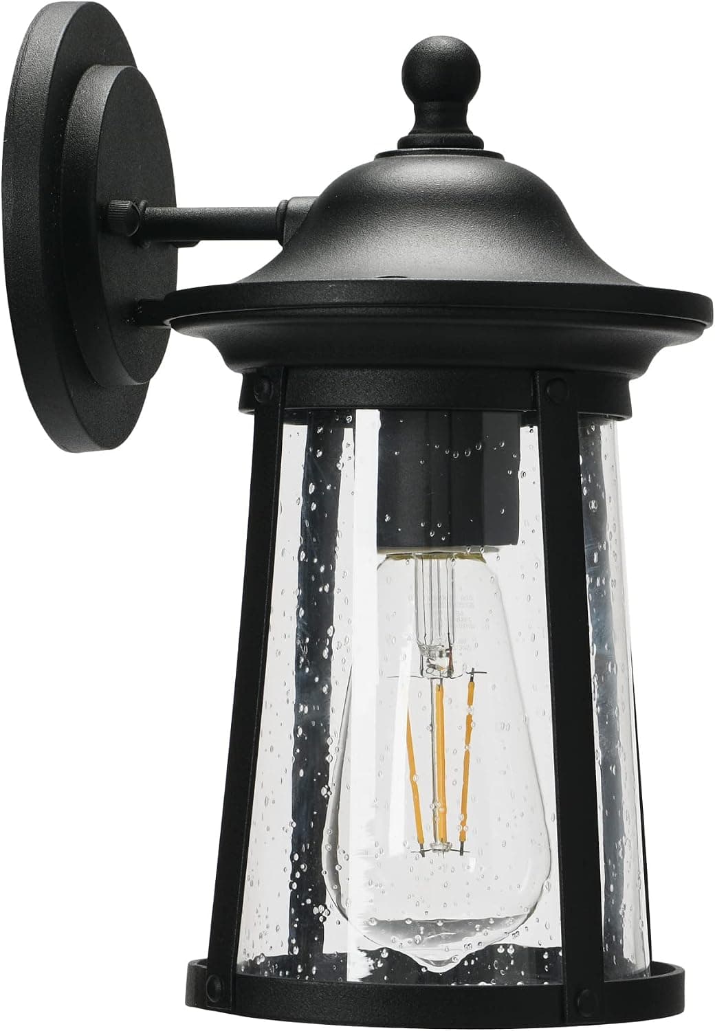 Robert Stevenson Lighting - Portside Metal and Seedy Glass Outdoor Light, Matte Black
