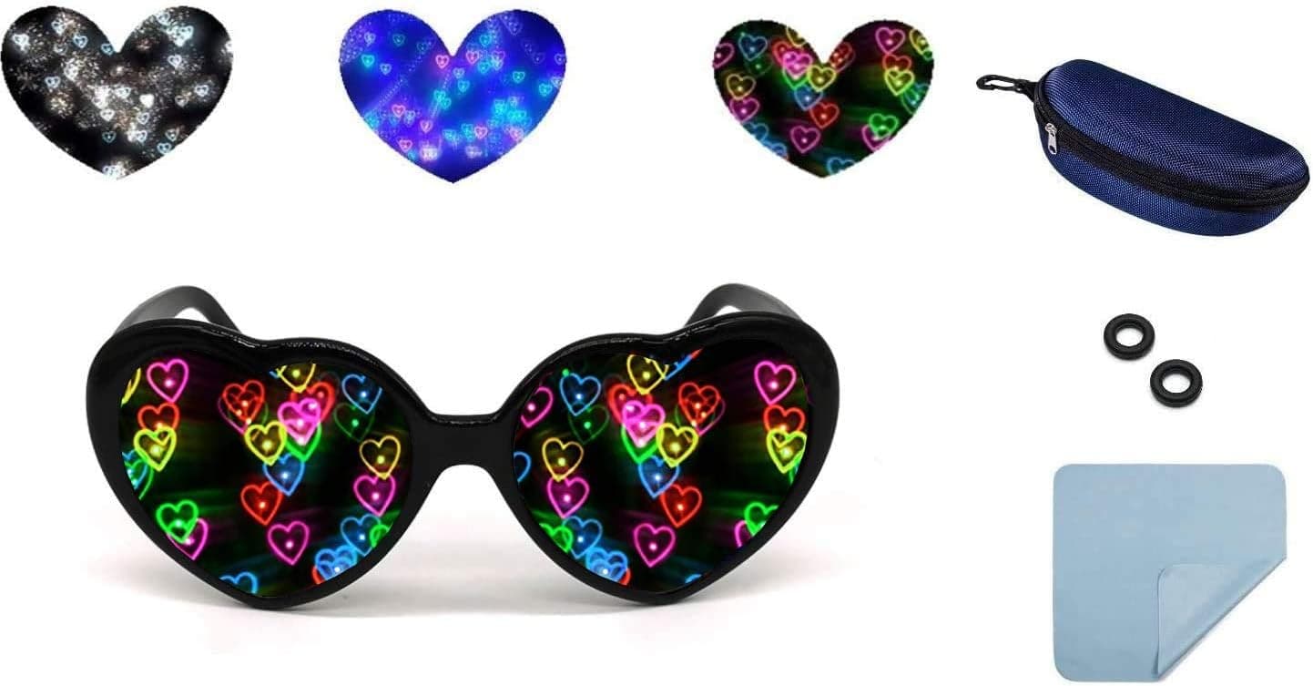 Heart Effect Diffraction Glasses -See Hearts!- Heart Shaped Special Effect Glasses Peach Heart Hologram Holiday Images
