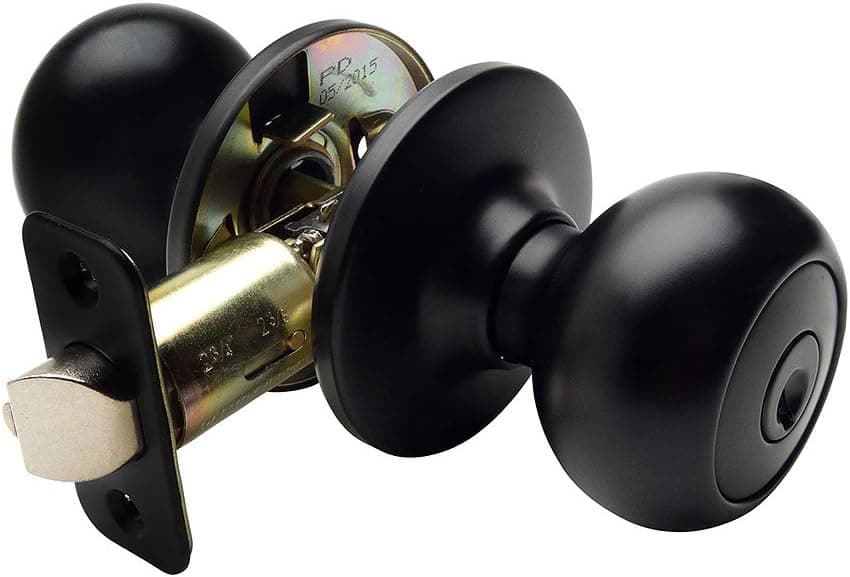 Designers Impressions Bedford Design Black Round Entry Door Knob Kwikset Keyway Not Keyed Alike - Individually Keyed