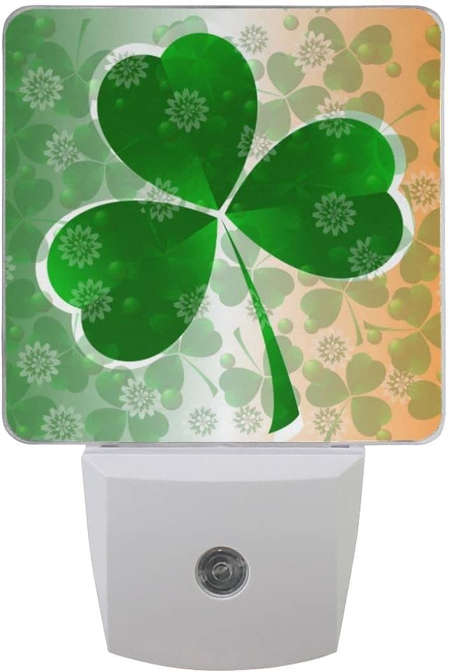 J.COXLOD St. Patrick's Day Night Lights Plug Into Wall, 2 Pack Night Light, Soft White Led Night Light with Dusk-to-Dawn Sensor, Dimmable Night Light for Bathroom Hallway Bedroom Kids Room Stairway