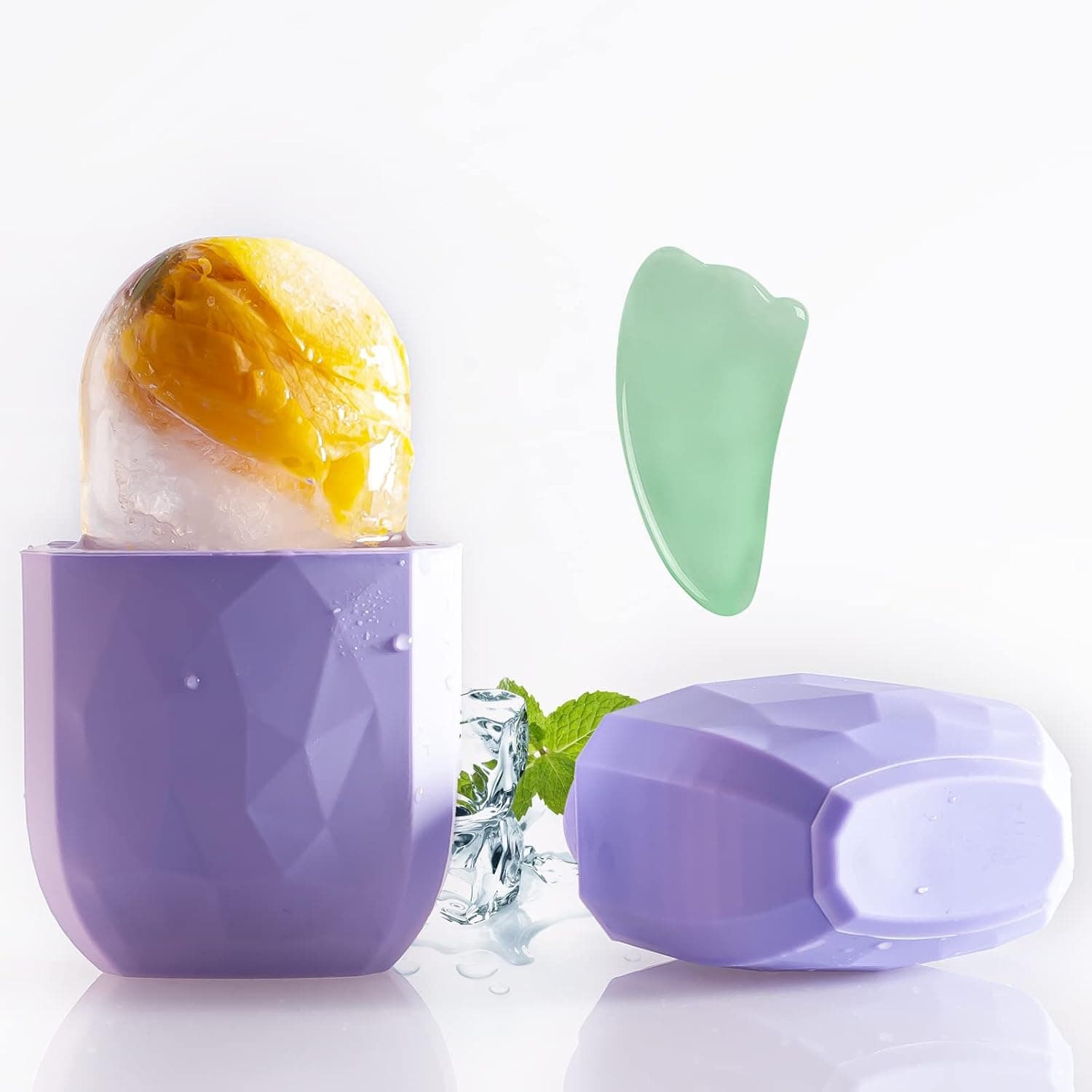 Atalone Ice Mold for Face, Eyes and Neck, Brighten Skin & Enhance Your Natural Glow, Reusable Facial Treatment, Facial Ice to Tighten & Tone Skin & De-Puff The Eye Area, Cryotherapy for Face Ice (Purple)