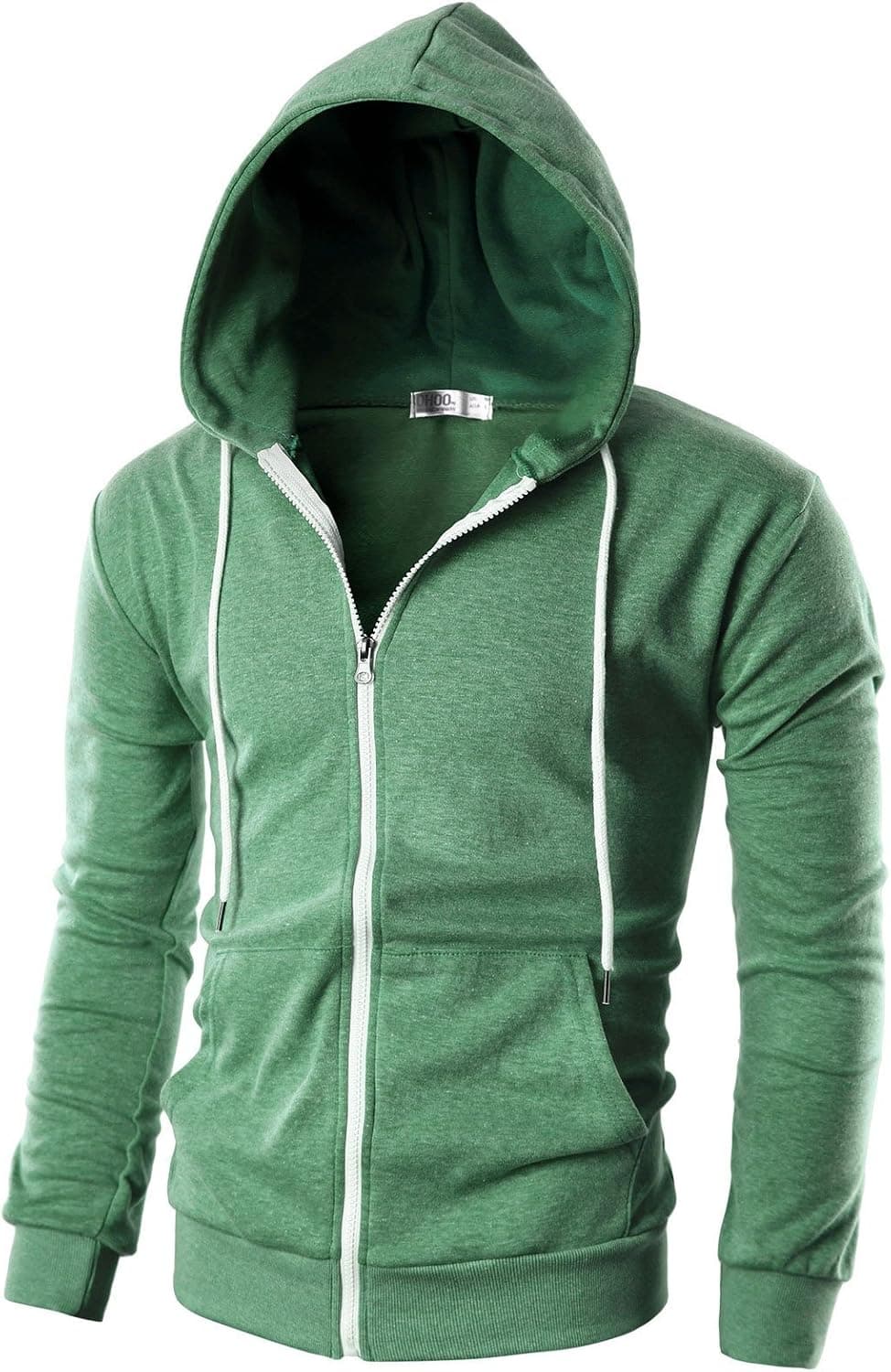 Ohoo Mens Slim Fit Lightweight Zip Up Hoodie with Pockets Long Sleeve Full-Zip Hooded Sweatshirt