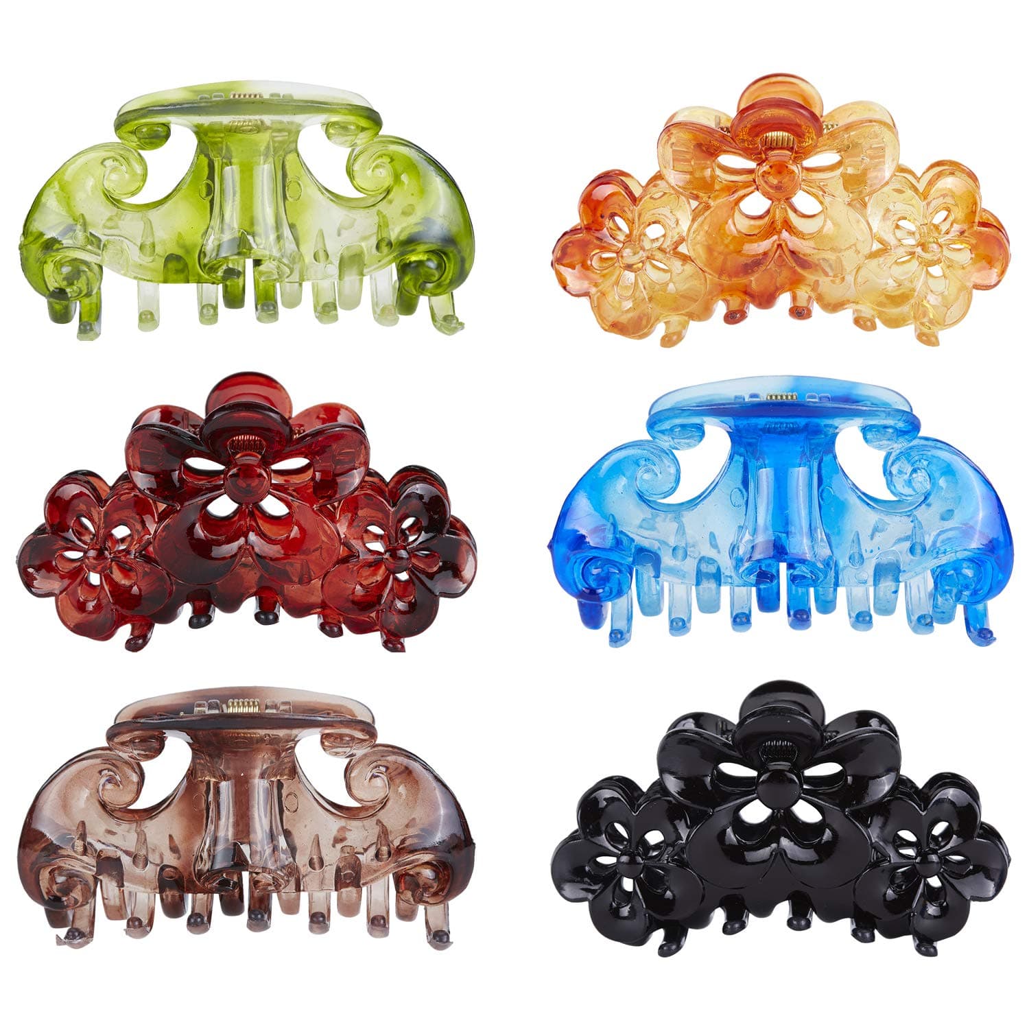Large Clear Leopard Black Brown Octopus Plastic Hair Claw Clips Clutcher Crab Jaw Barrettes Grips Clamps Clasps Pin Buns Braids Updos Twist Fancy Hair Accessories for Women Girl