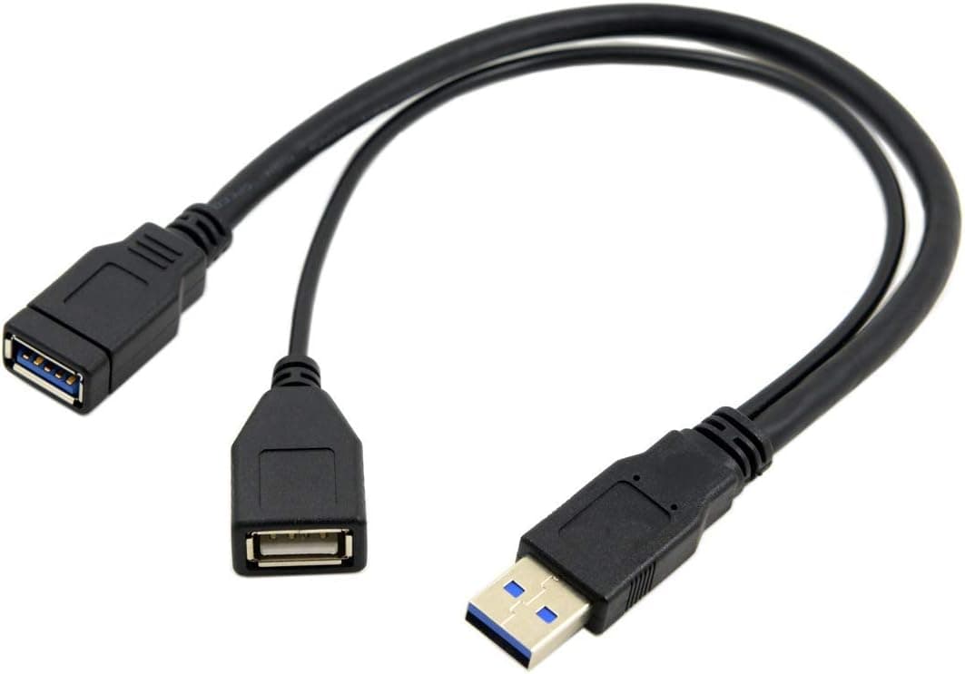 chenyang CY USB 3.0 Male to Dual USB Female Extra Power Data Extension Cable for 2.5" Mobile Hard Disk