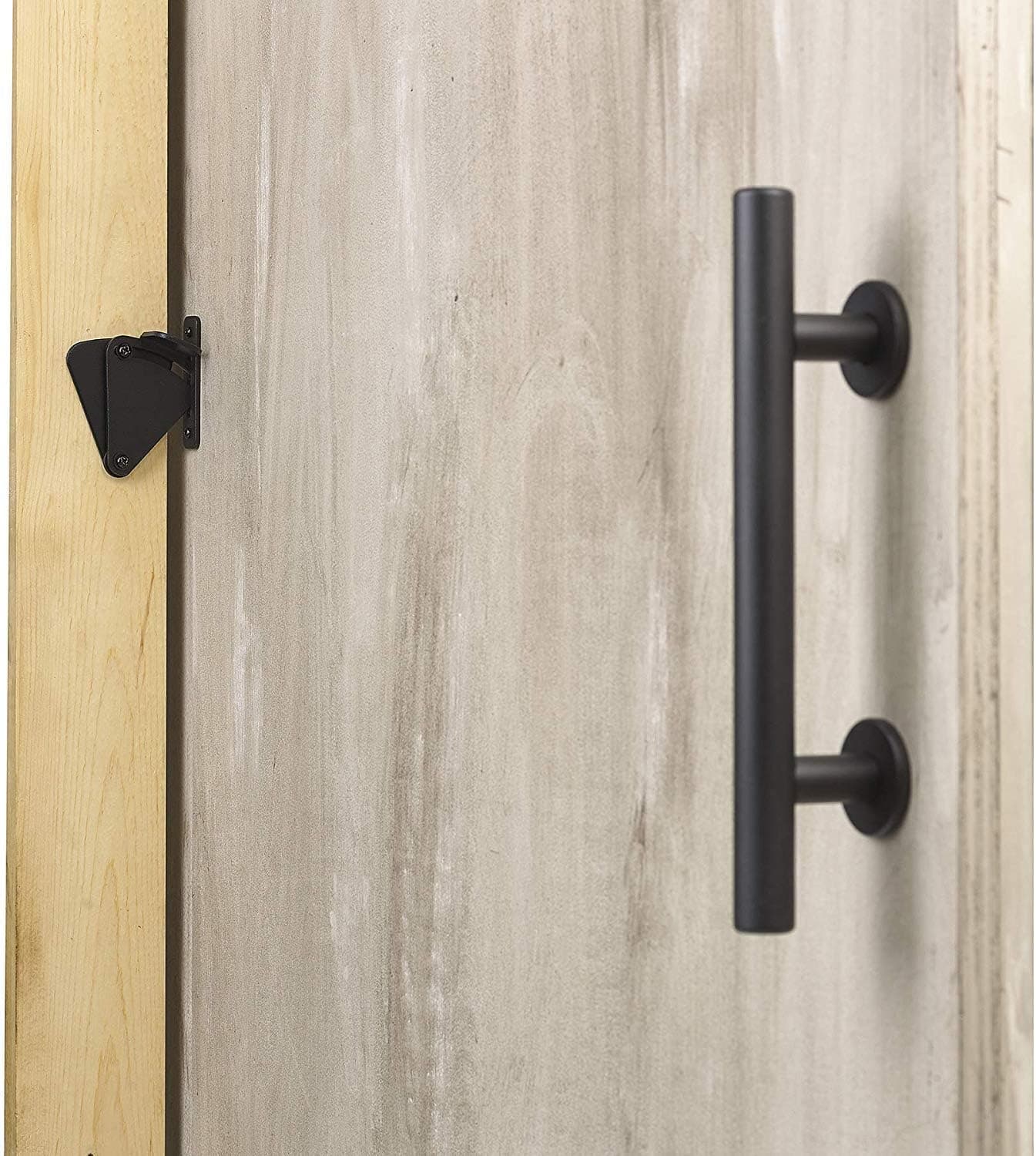 MJC & Company - Sliding Barn Door Latch Lock | Adds Privacy to Sliding and Hanging Track Systems | The Finishing Touch to Your Existing Barn Door Hardware (Large Tear Drop | Black Powder Coat)