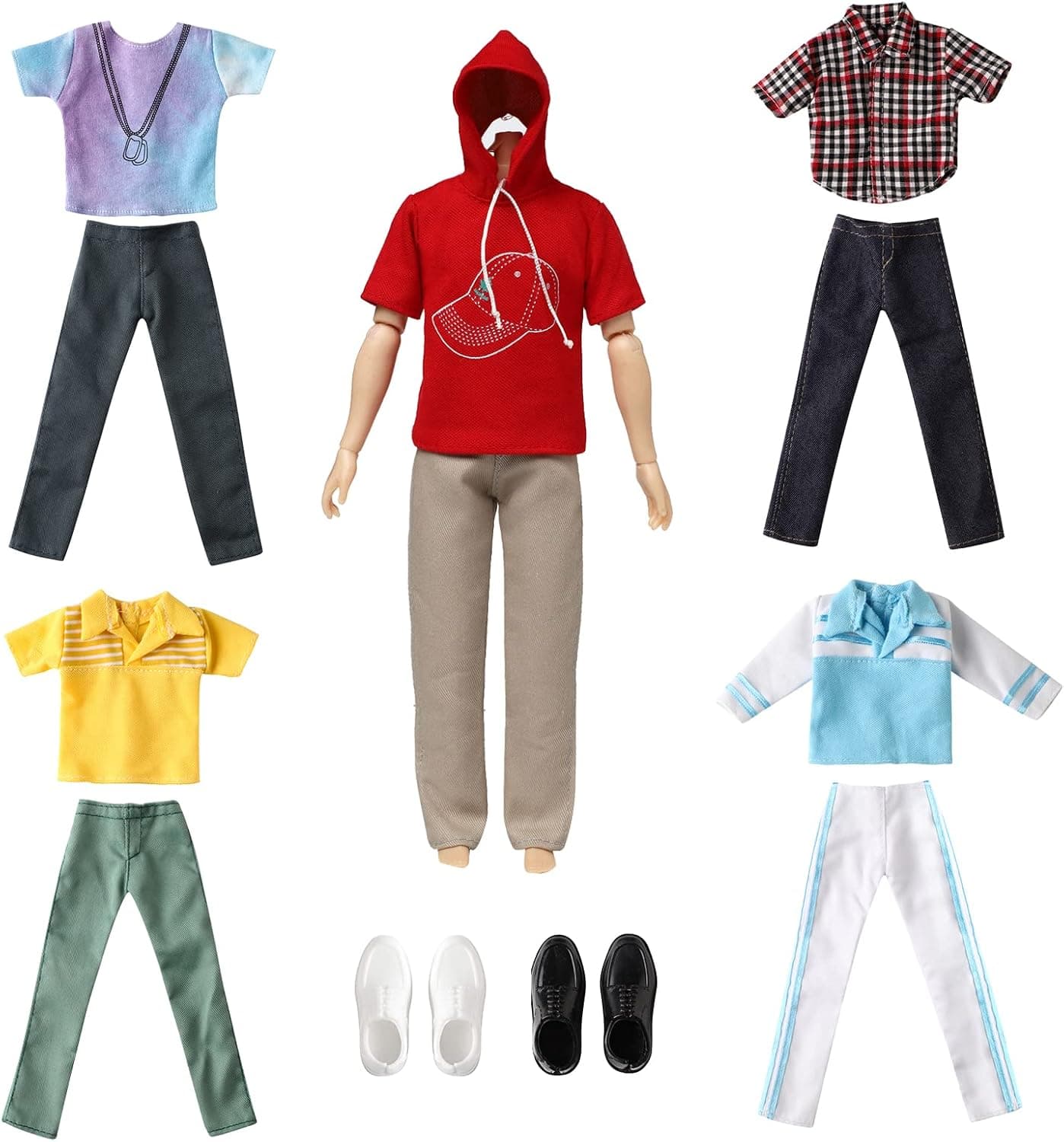 Babeilei 5 Sets of 11.5 Inch Boy Doll Clothes Fashionista Ken Doll Outfits 11.5 Inch Ken Clothes Ken Doll Clothing for 12 Inch Boy Dolls