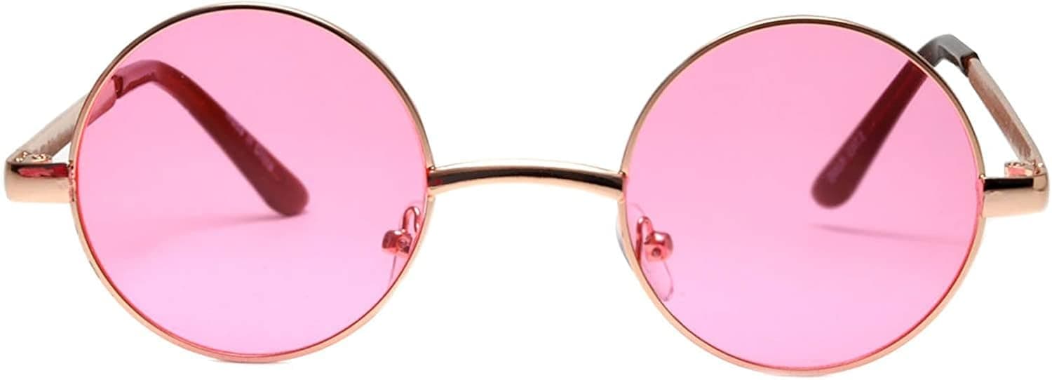 Owl Small Round Retro Vintage Circle Style Sunglasses Colored Metal Frame 43mm