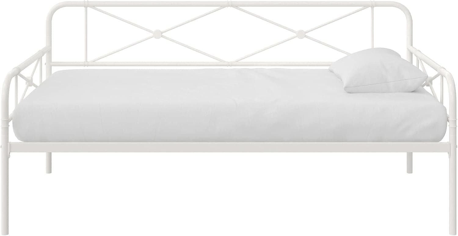 REALROOMS Allysa Metal Daybed with Steel Frame, Twin, White