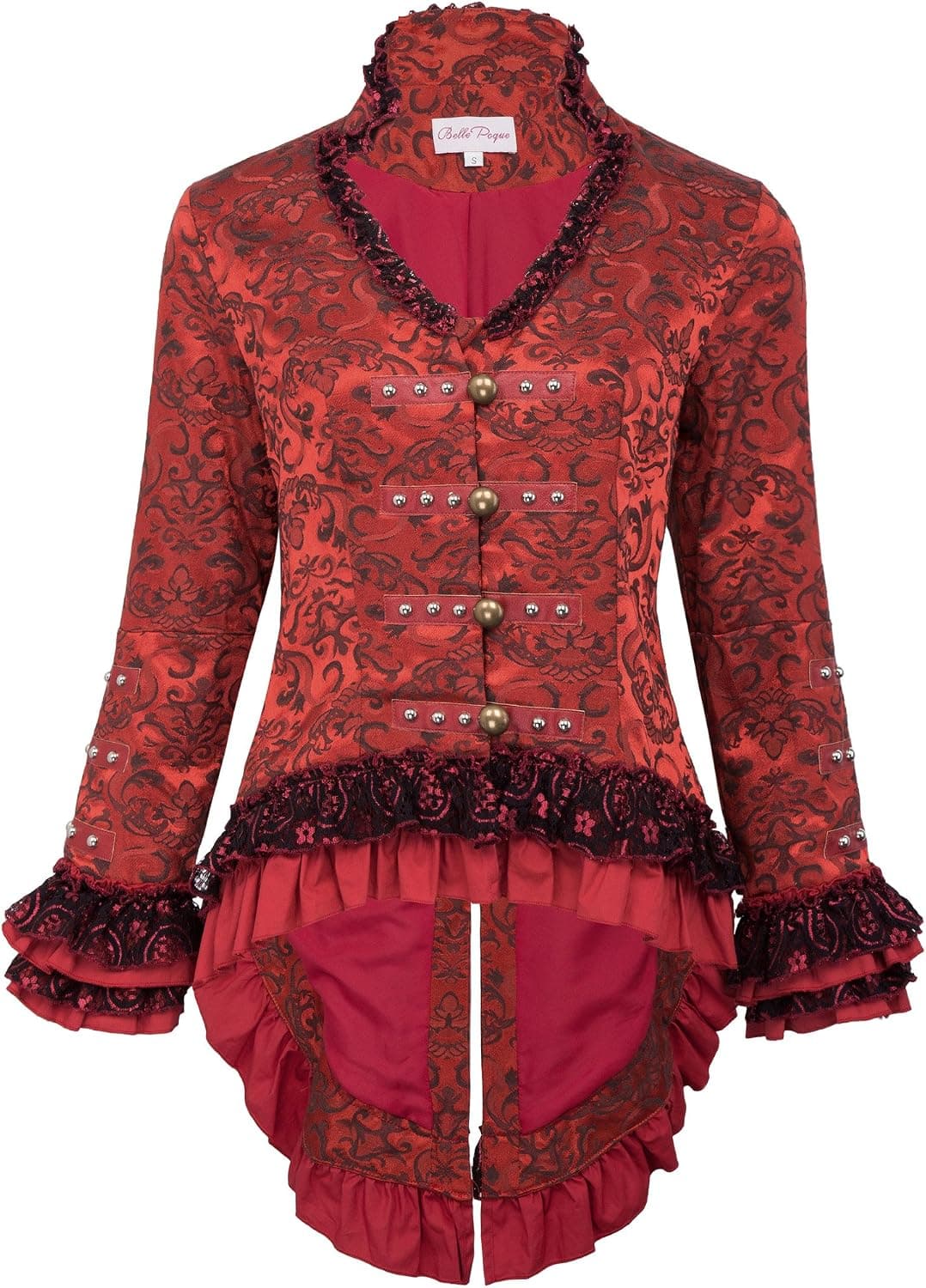 Womens Red Steampunk Jacket Victorian Tailcoat Red 2XL