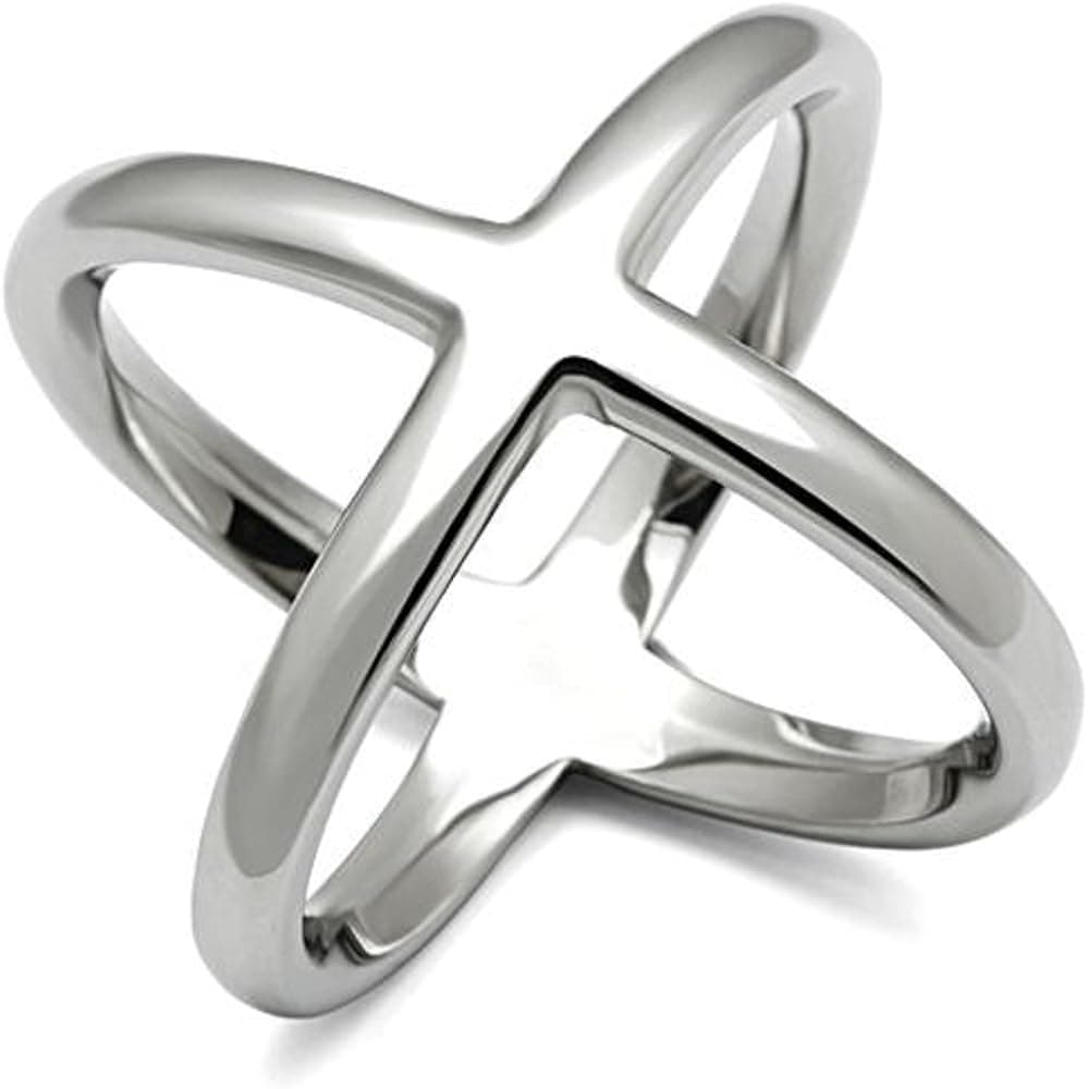 Mai Jewelry Shop & Hair Accessories Big X Crisscross Design Stainless Steel Ring