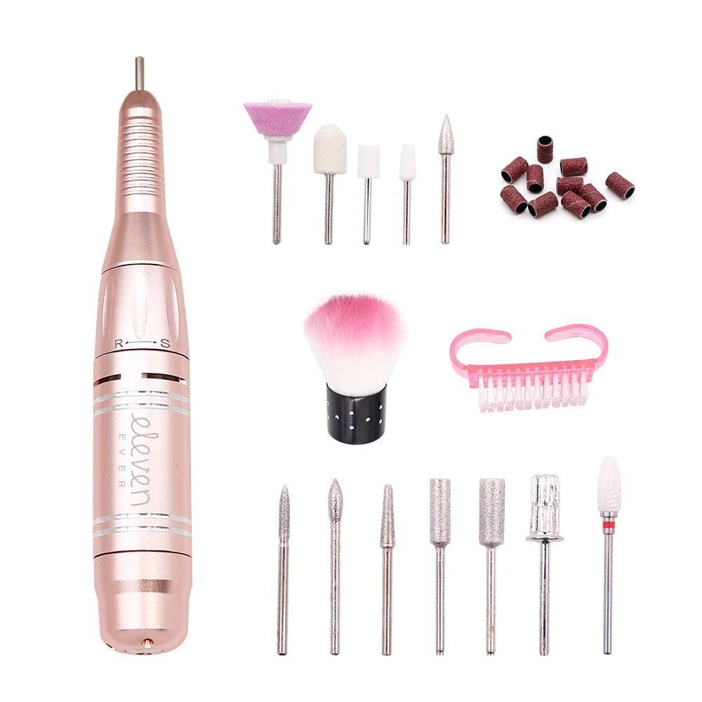 ELEVEN EVER Electric Nail Drill, Professional Portable Nail File Drill Grinder Manicure Pedicure Tools for Polishing, Sanding, Removing Gel and Acrylic Nails (silver) … (silver) (ND-02gold)