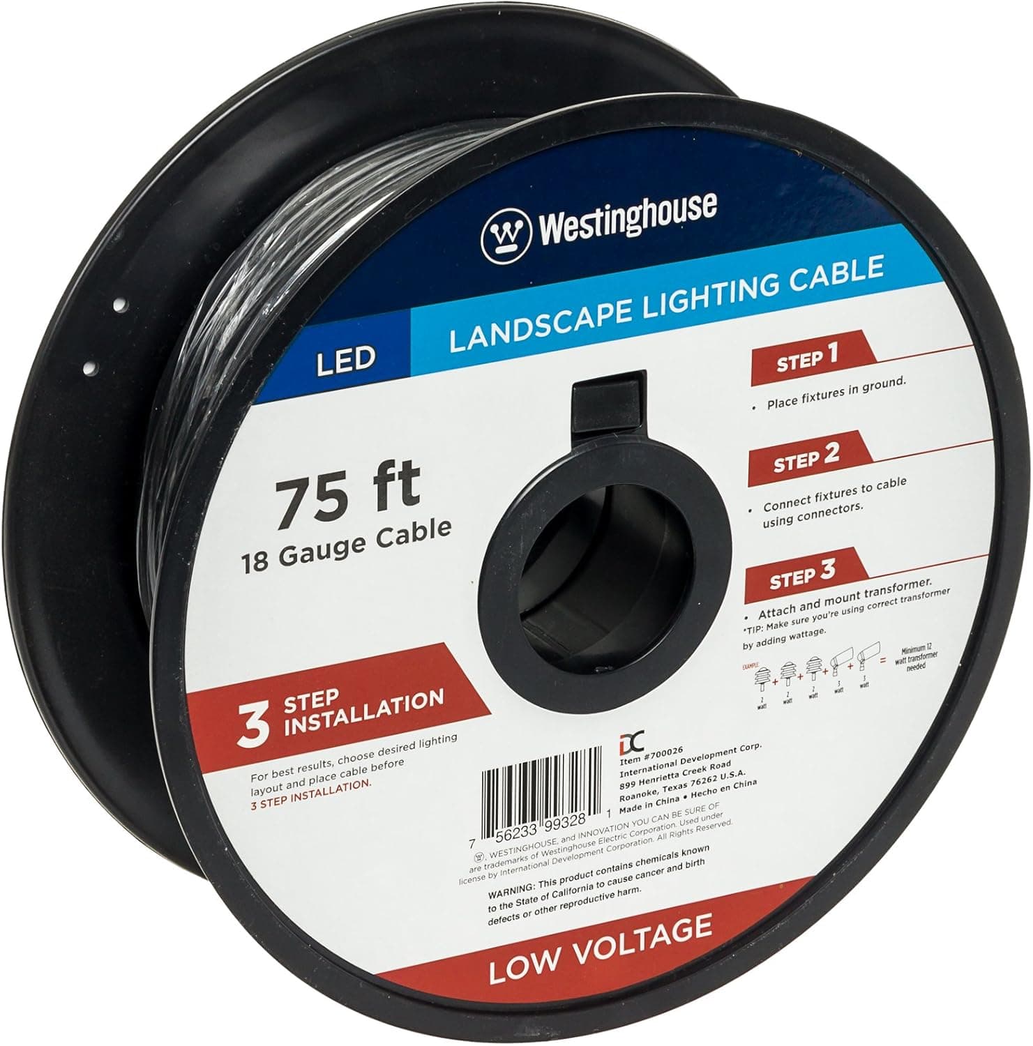 Westinghouse 700026W 700026, 75' 75 ft. Low Voltage Cable, Black, 22 Piece