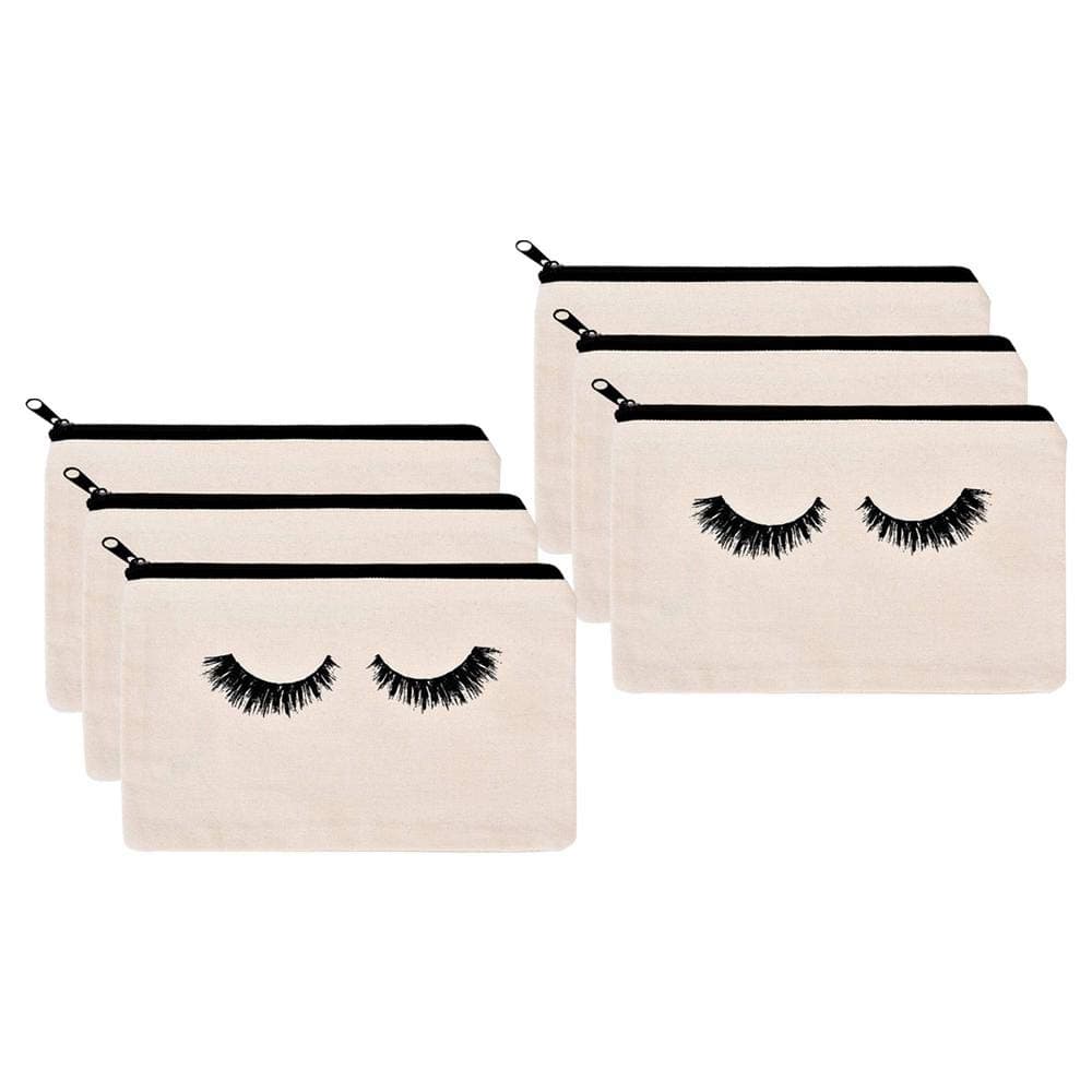 Pawaca 6 Packs Makeup Bag, Closed Eyelashes Cosmetic Bag, Travel Make Up Pouch