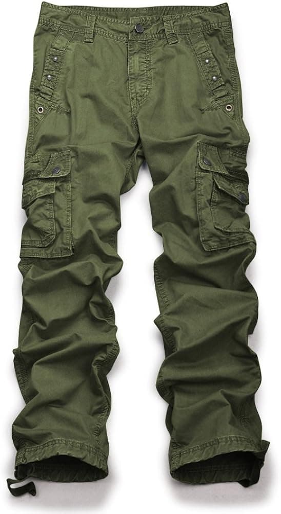 Mesinsefra Men's Casual Cargo Pants Military Army Tactical Combat Work Trousers with 8 Pockets