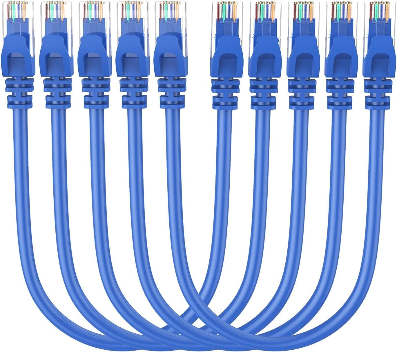 CableCreation Cat 6 Ethernet Cable 5 Pack 1ft, Internet Network Cords Patch LAN Cable, 23 AWG High Speed RJ45 Wire for Router, Modem, Computer, Short Ethernet Cable1 FT, Blue