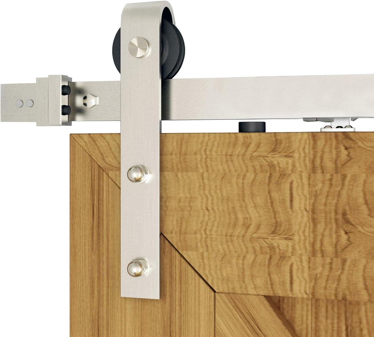 DIYHD 5.5FT Soft Closing Brushed Nickel Sliding Barn Door Hardware Two-Side Soft Closing Mechanism