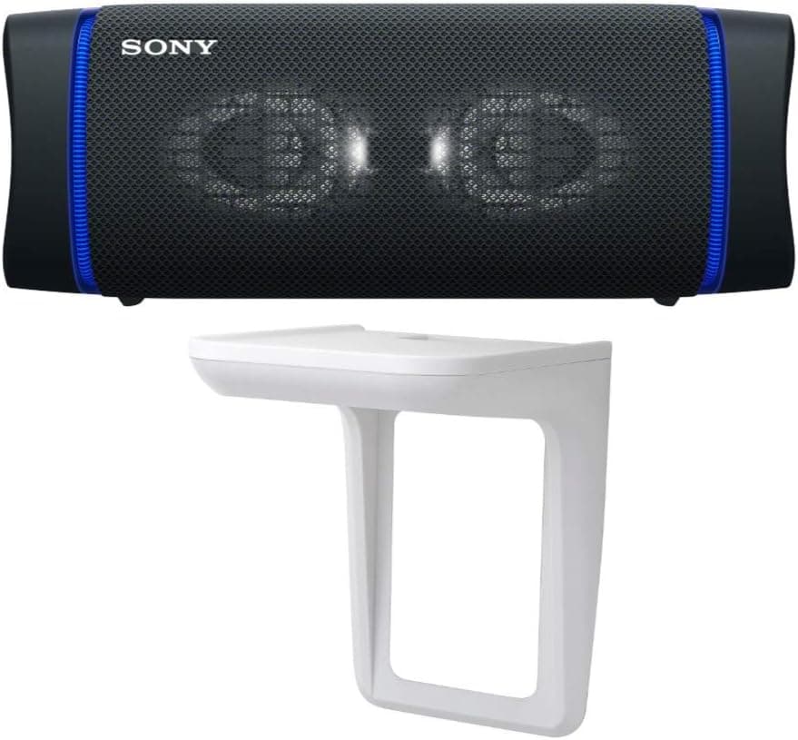 Sony SRSXB33 Extra BASS Bluetooth Wireless Portable Speaker (Black) Bundle with Multipurpose Outlet Wall Shelf (2 Items)